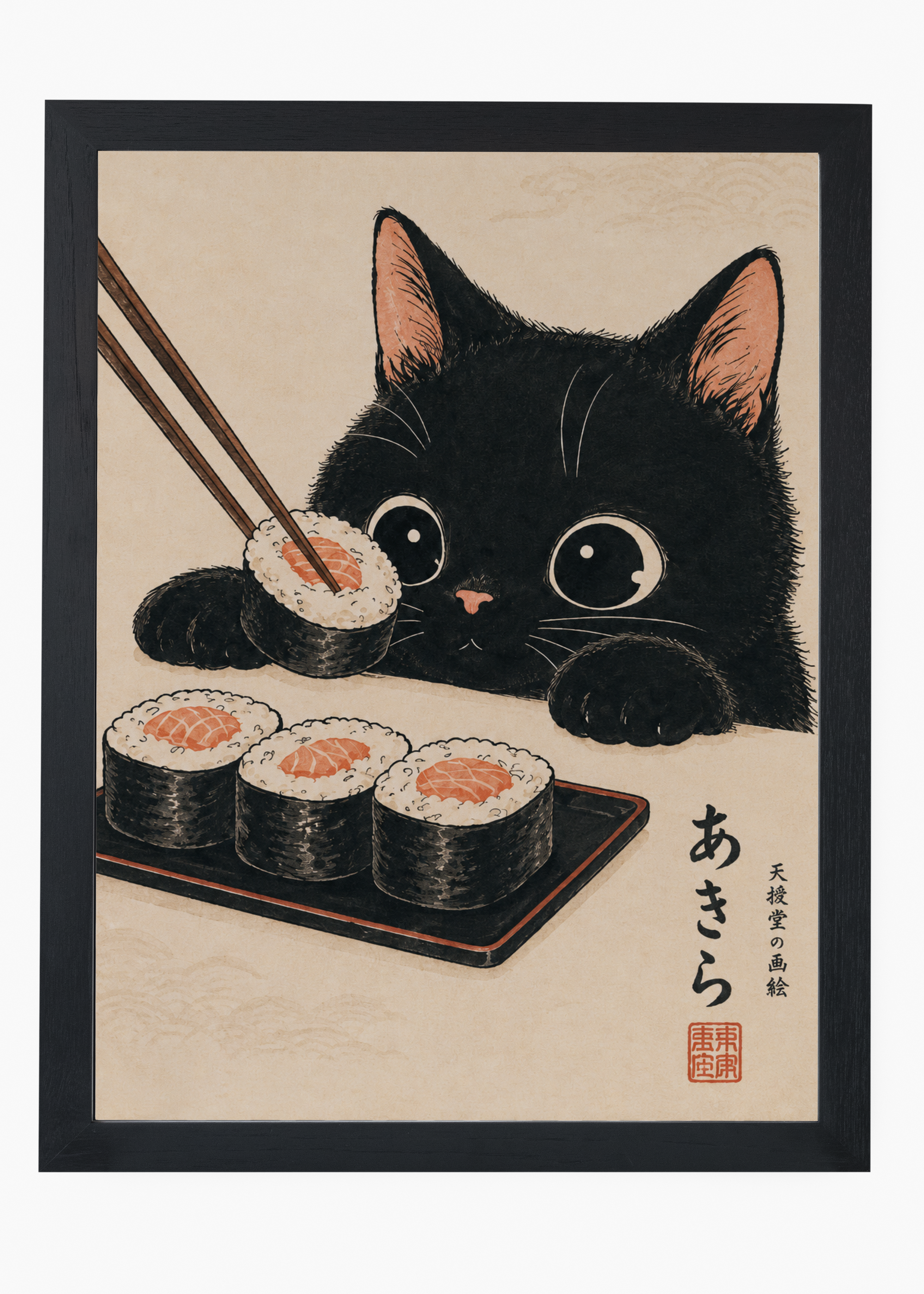 Quadro Japonês Neko Sushi - 4