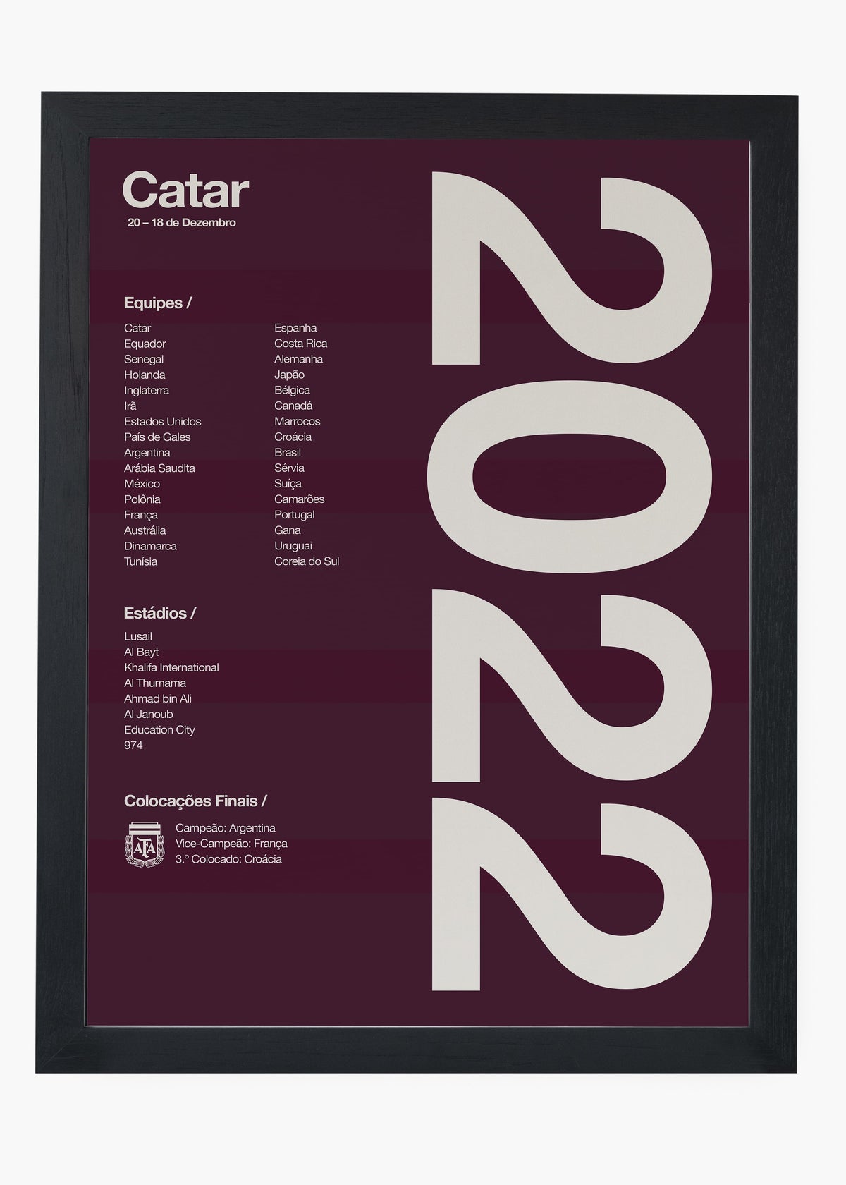 Quadro Copa do Mundo Catar 2022