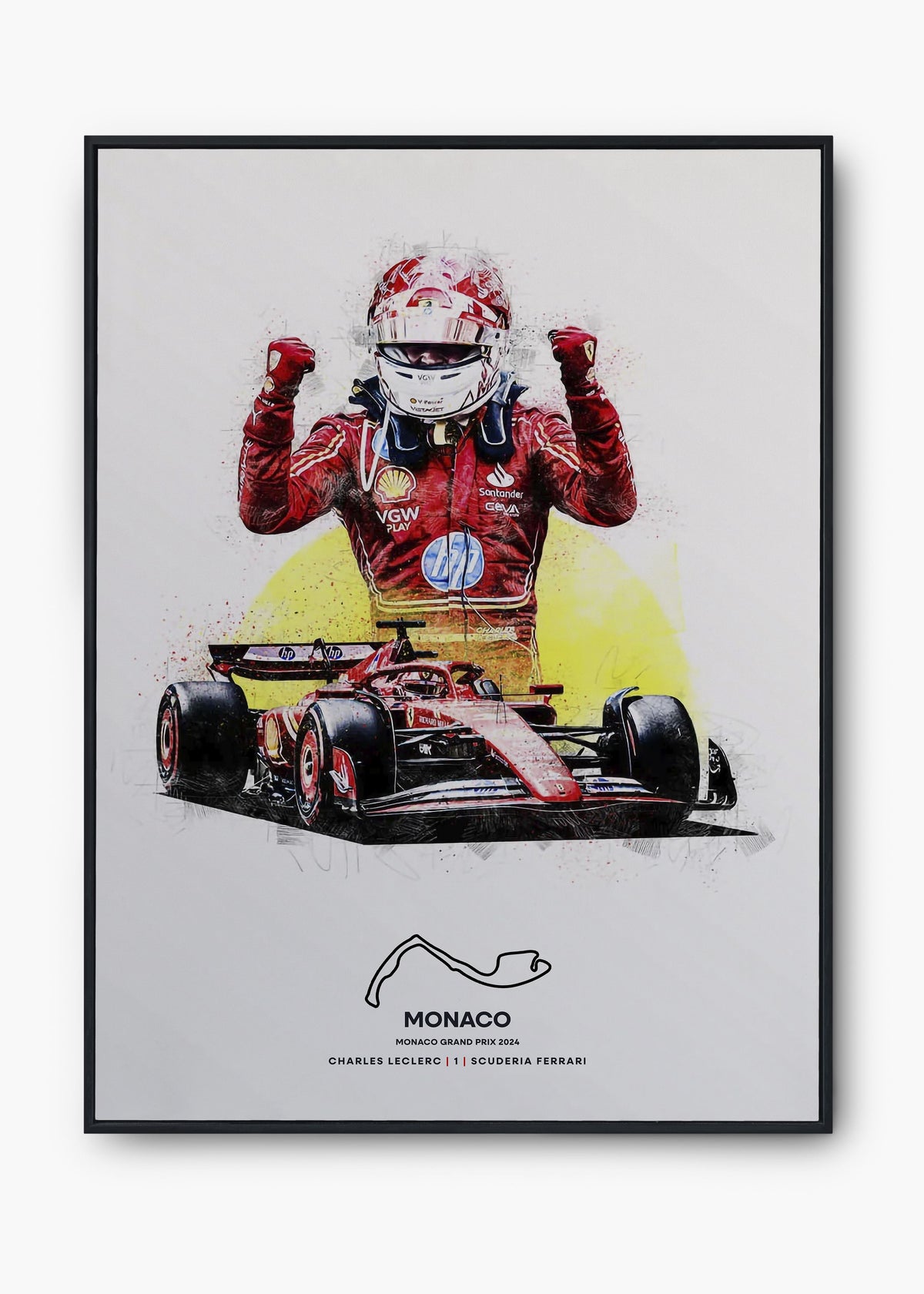 Quadro Charles Leclerc Mônaco 2024