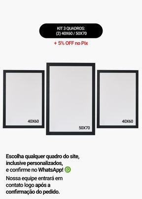 KIT 3 Quadros - Mix de Tamanhos (2un 40x60 + 50x70)