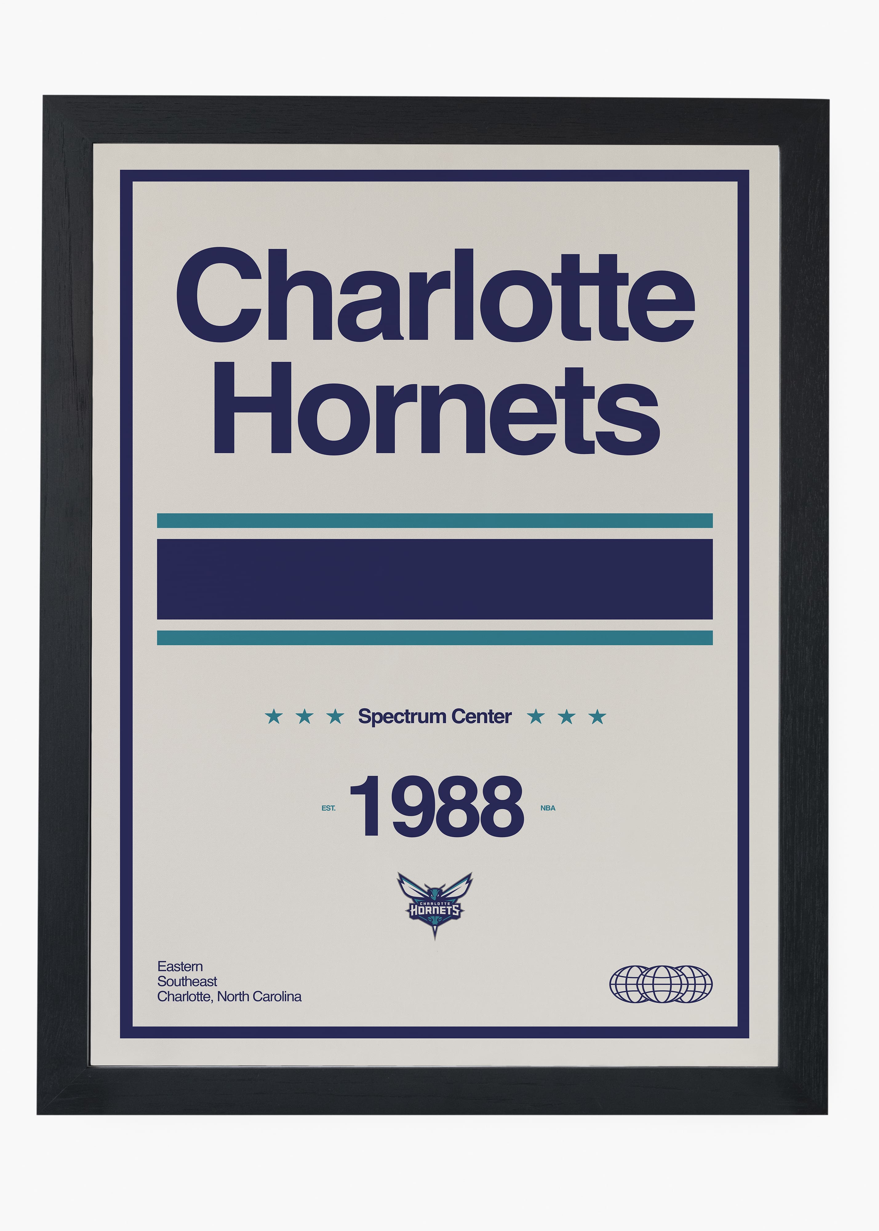 Quadro decorativo NBA Charlotte Hornets — arte de basquete para parede | Cübe Quadros