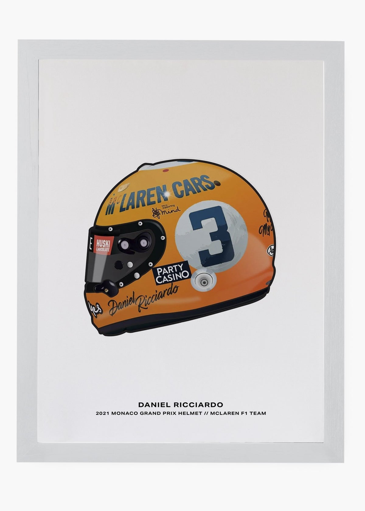 Quadro decorativo Daniel Ricciardo 2021 Mônaco Edition — arte de automobilismo para parede | Cübe Quadros