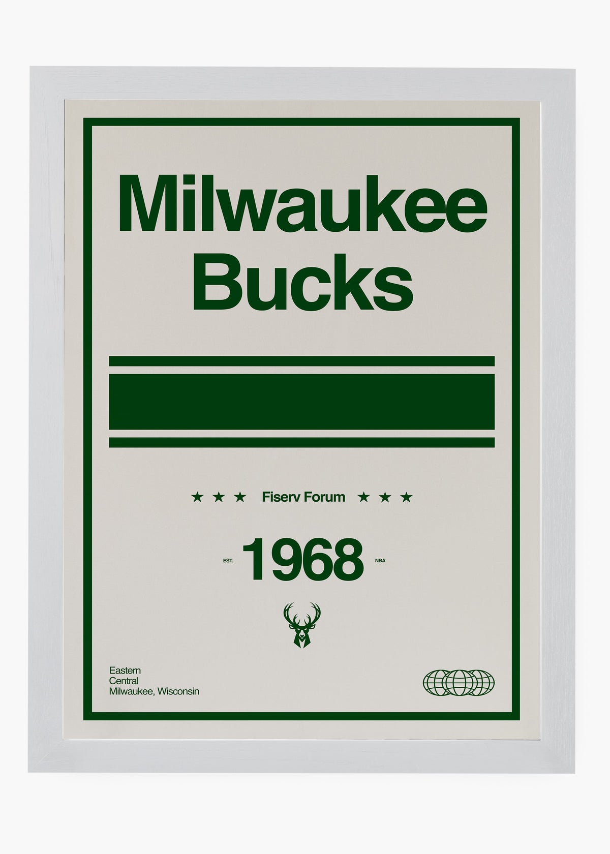 Quadro decorativo NBA Milwaukee Bucks — arte de basquete para parede | Cübe Quadros