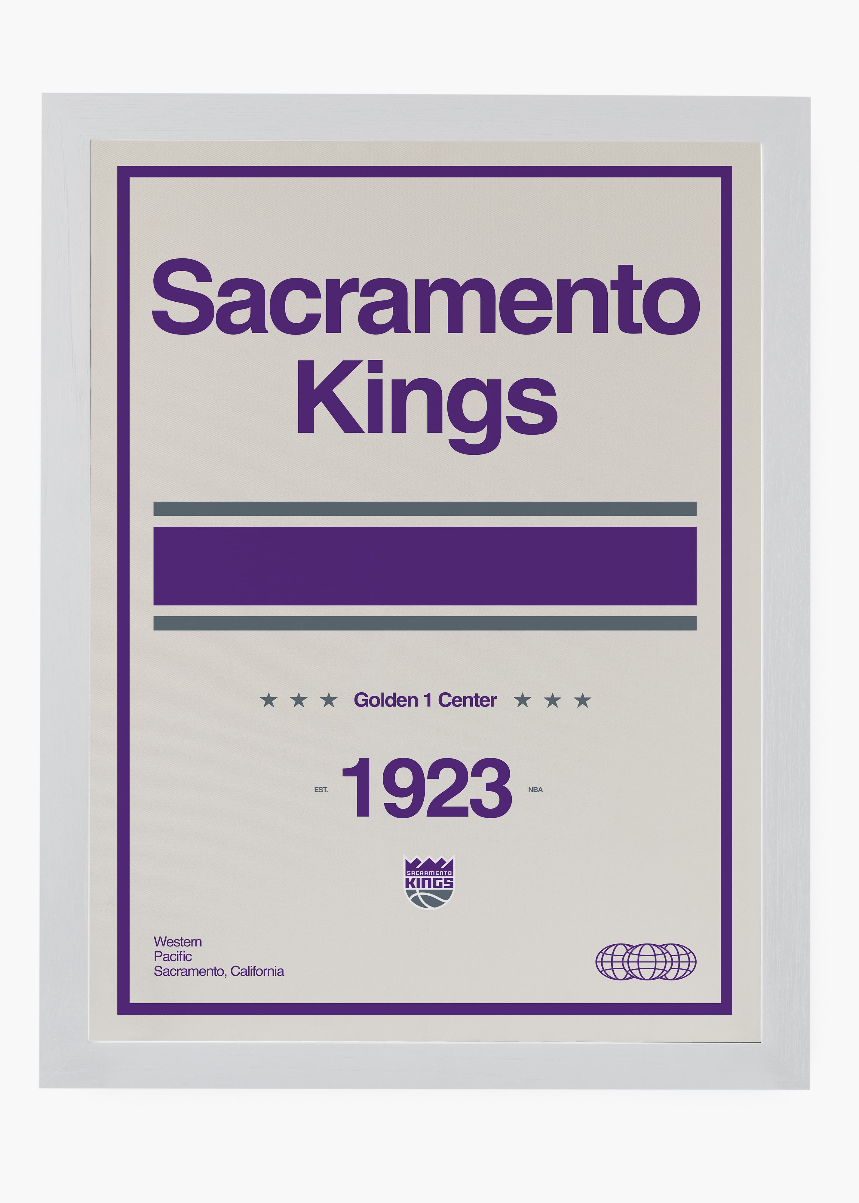 Quadro decorativo NBA Sacramento Kings — arte de basquete para parede | Cübe Quadros