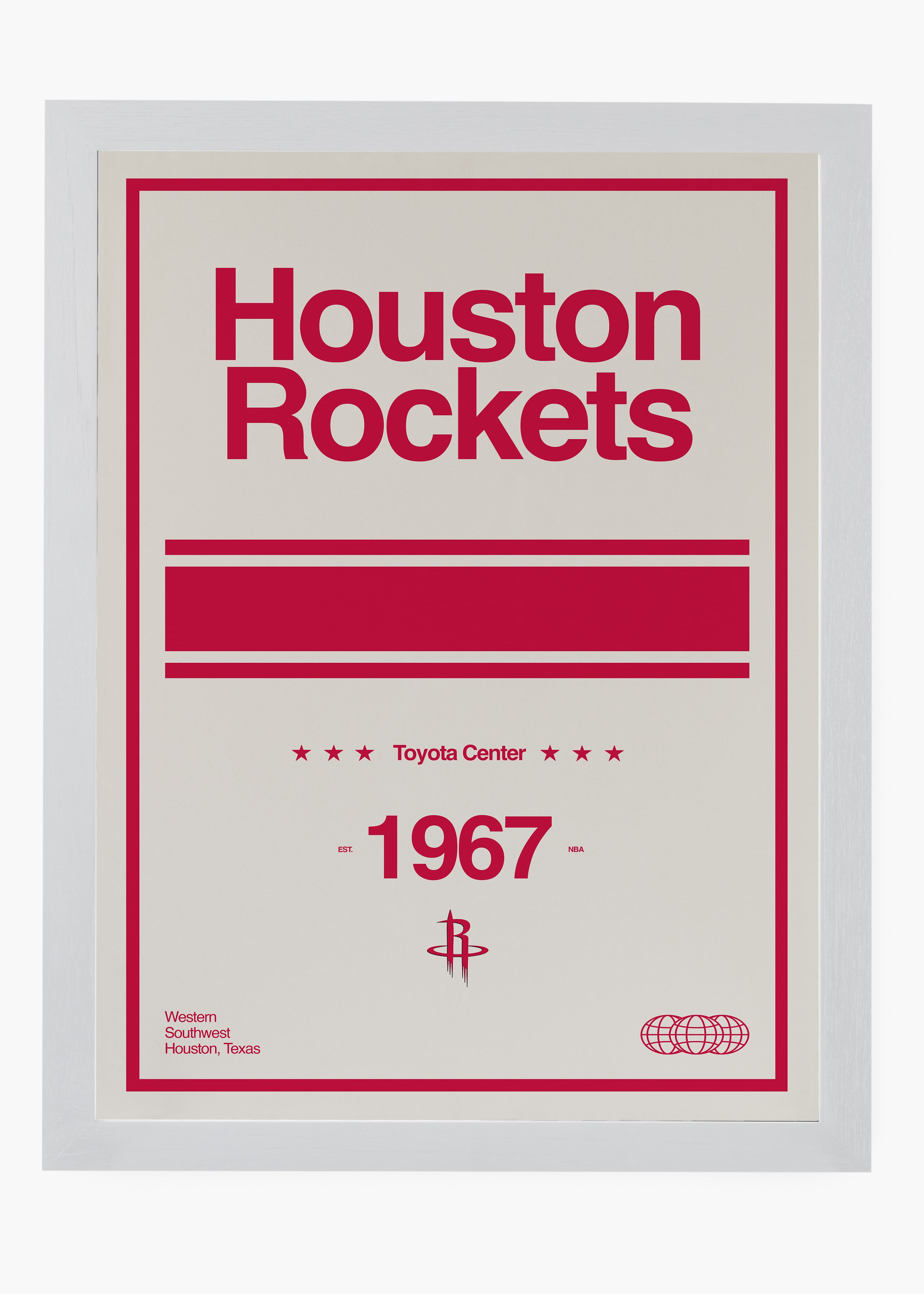 Quadro decorativo NBA Houston Rockets — arte de basquete para parede | Cübe Quadros