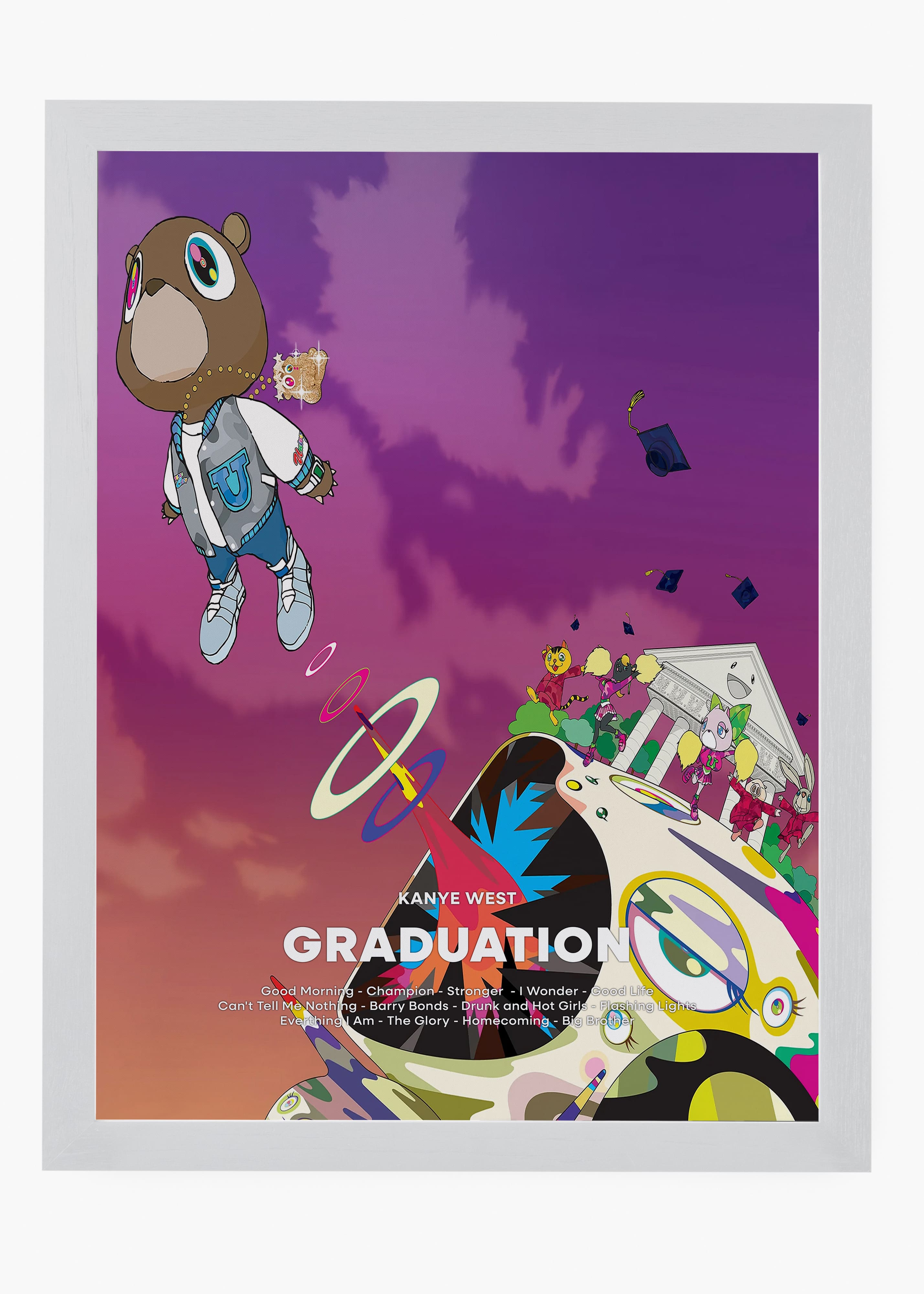 Quadro decorativo Kanye West Graduation — arte de rap para parede | Cübe Quadros