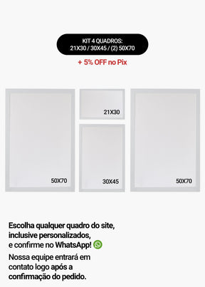 KIT 4 Quadros - Mix de Tamanhos (21x30 + 30x45 + 2un 50x70)