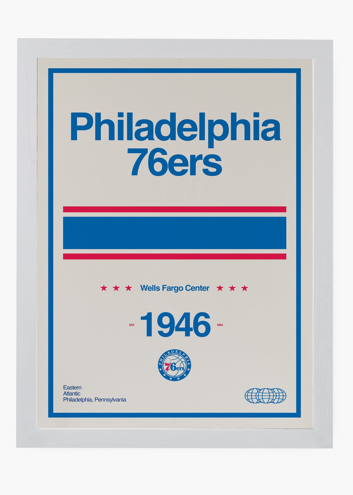 Quadro decorativo NBA Philadelphia 76ers — arte de basquete para parede | Cübe Quadros