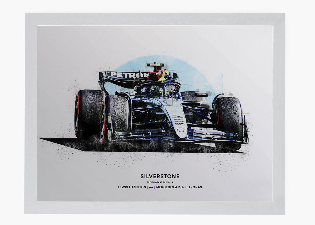 Quadro decorativo Lewis Hamilton Silverstone 2024 II — arte de automobilismo para parede | Cübe Quadros