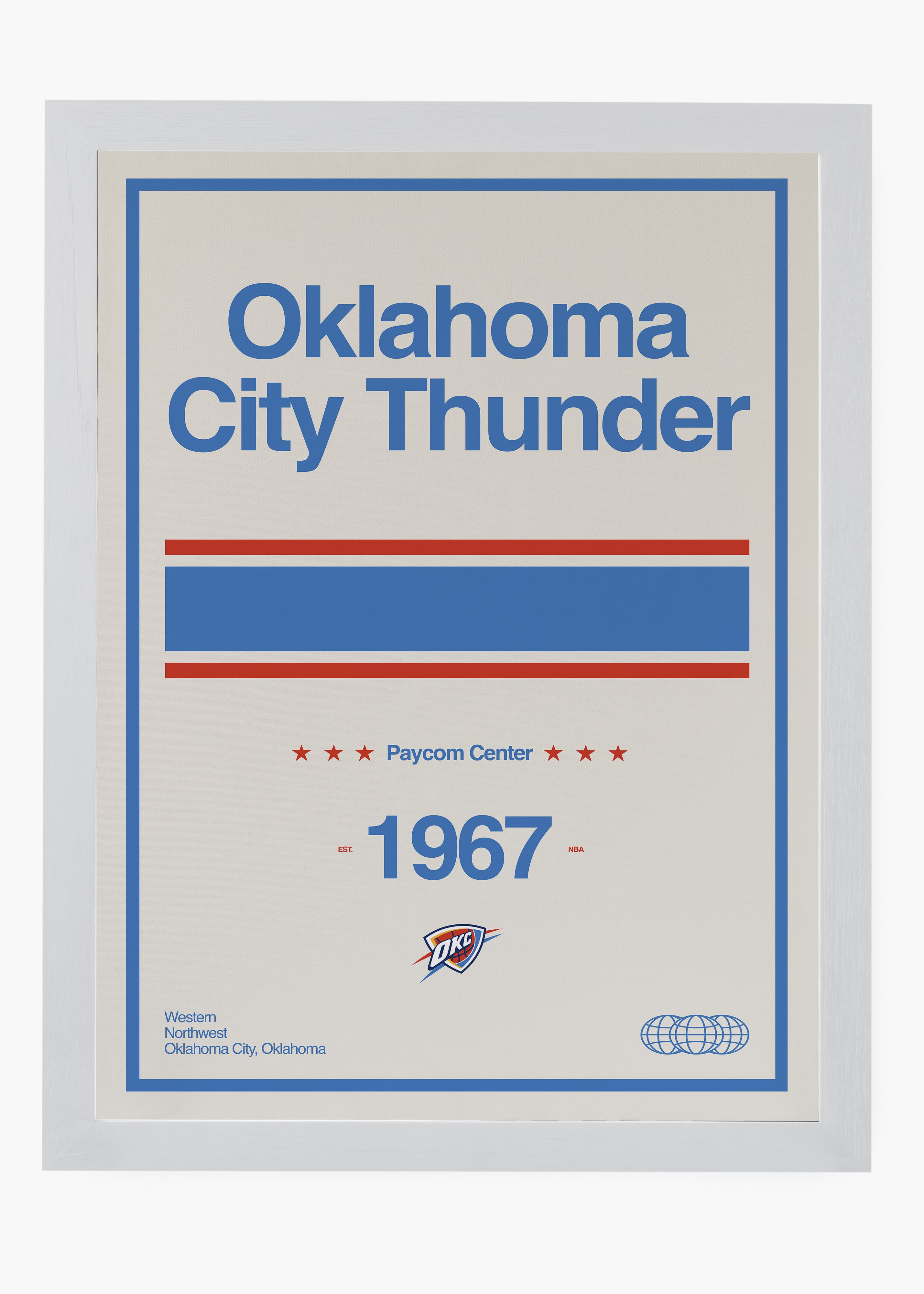 Quadro decorativo NBA Oklahoma City Thunder — arte de basquete para parede | Cübe Quadros