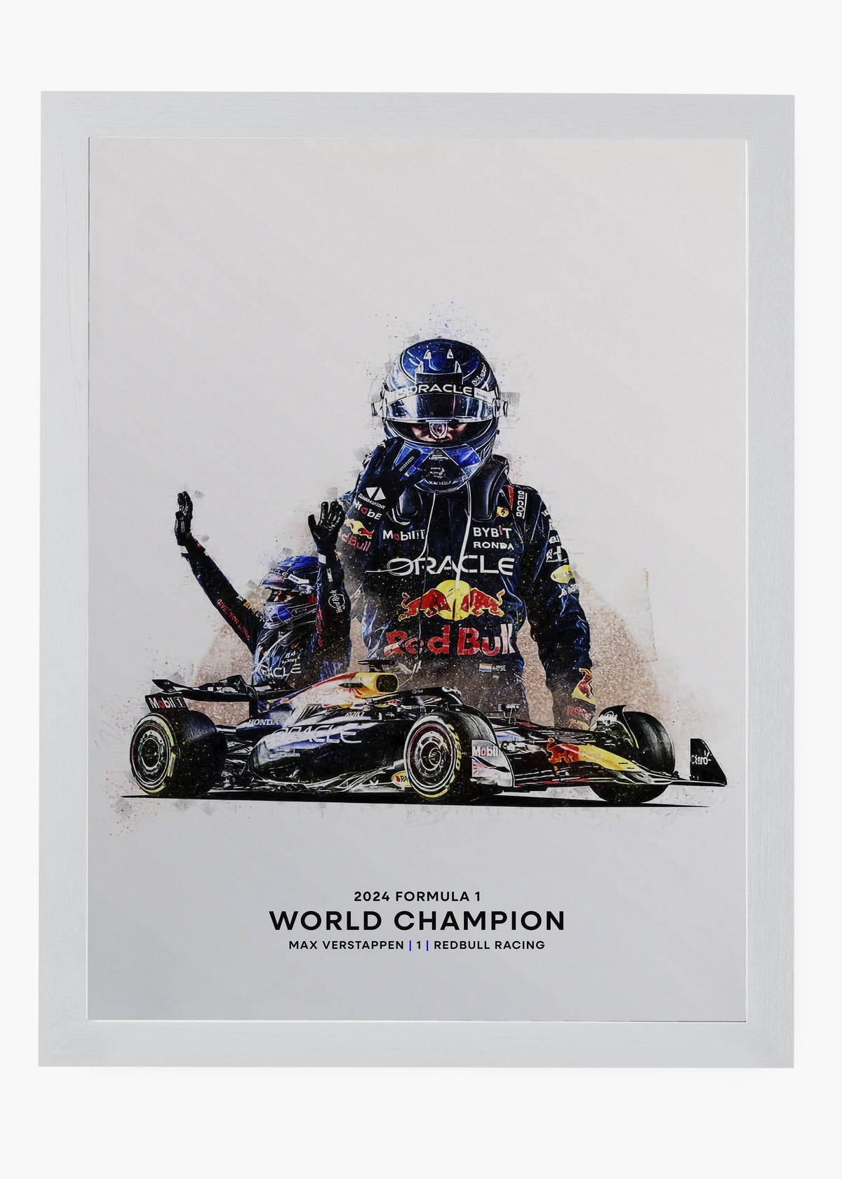 Quadro decorativo Max Verstappen World Champion 2024 — arte de automobilismo para parede | Cübe Quadros