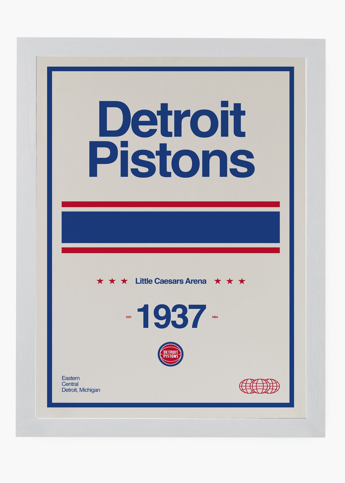 Quadro decorativo NBA Detroit Pistons — arte de basquete para parede | Cübe Quadros