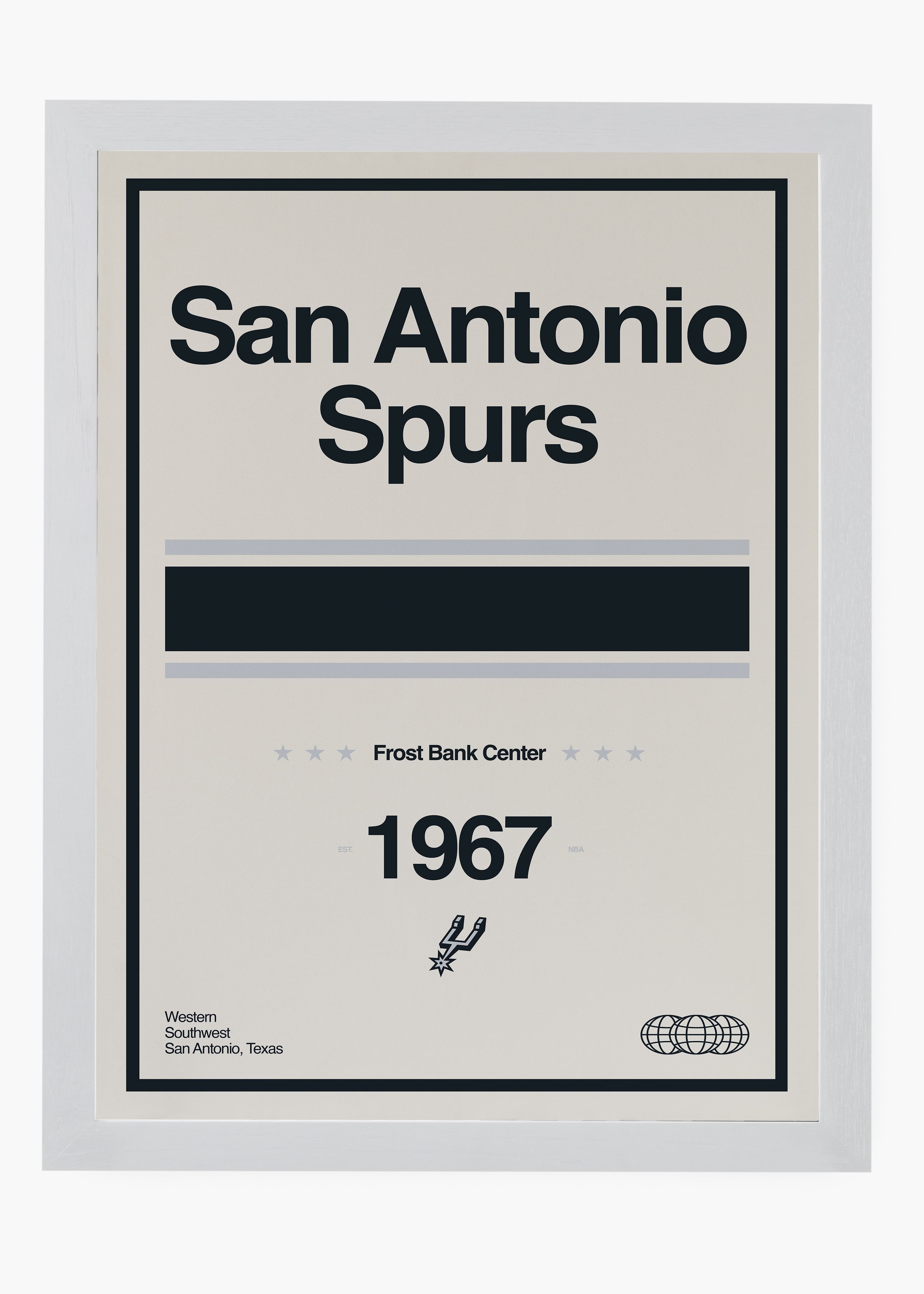 Quadro decorativo NBA San Antonio Spurs — arte de basquete para parede | Cübe Quadros