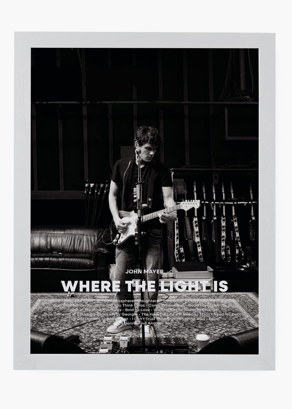 Quadro decorativo John Mayer Where The Light Is — arte musical para parede | Cübe Quadros