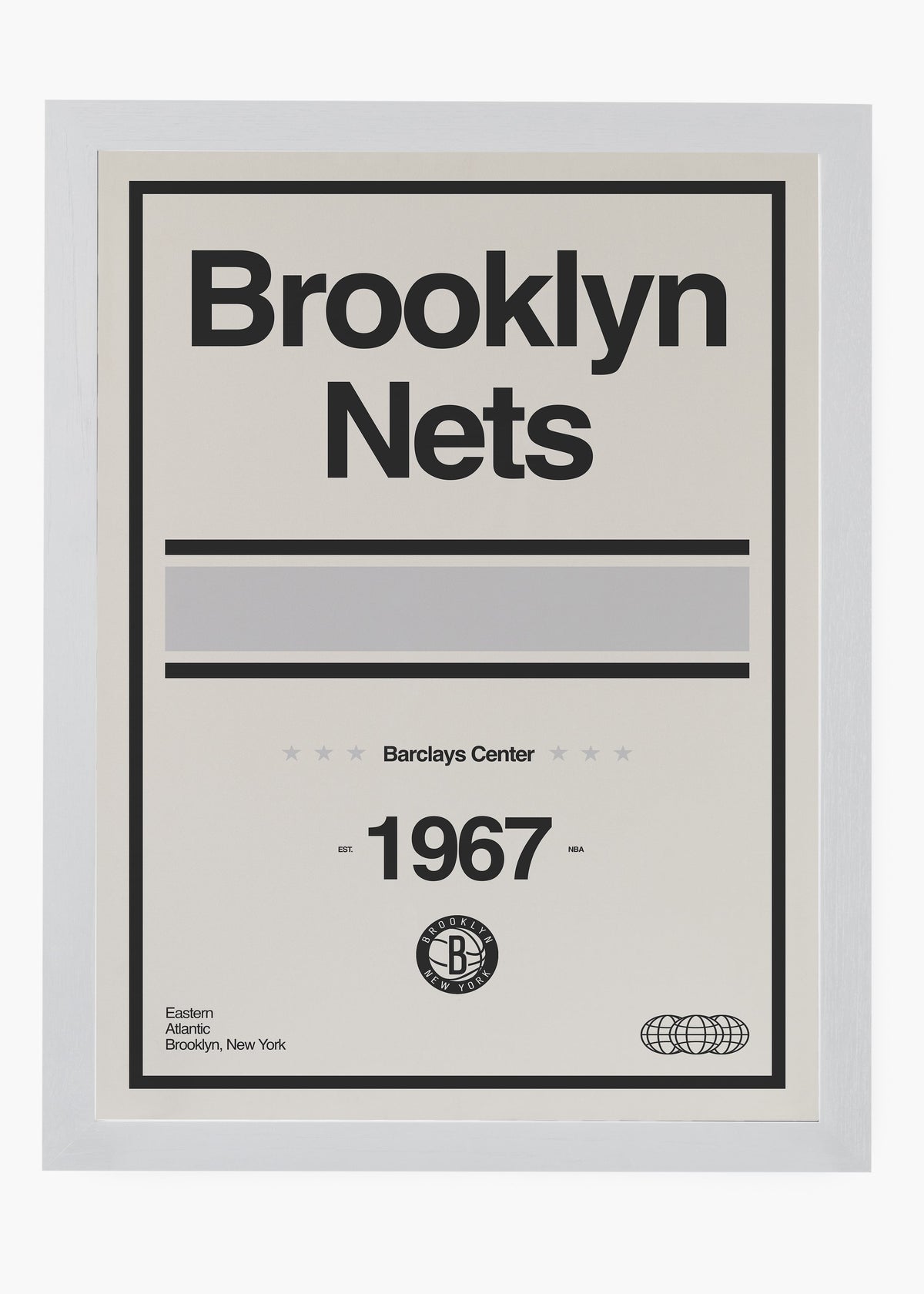 Quadro decorativo NBA Brooklyn Nets — arte de basquete para parede | Cübe Quadros