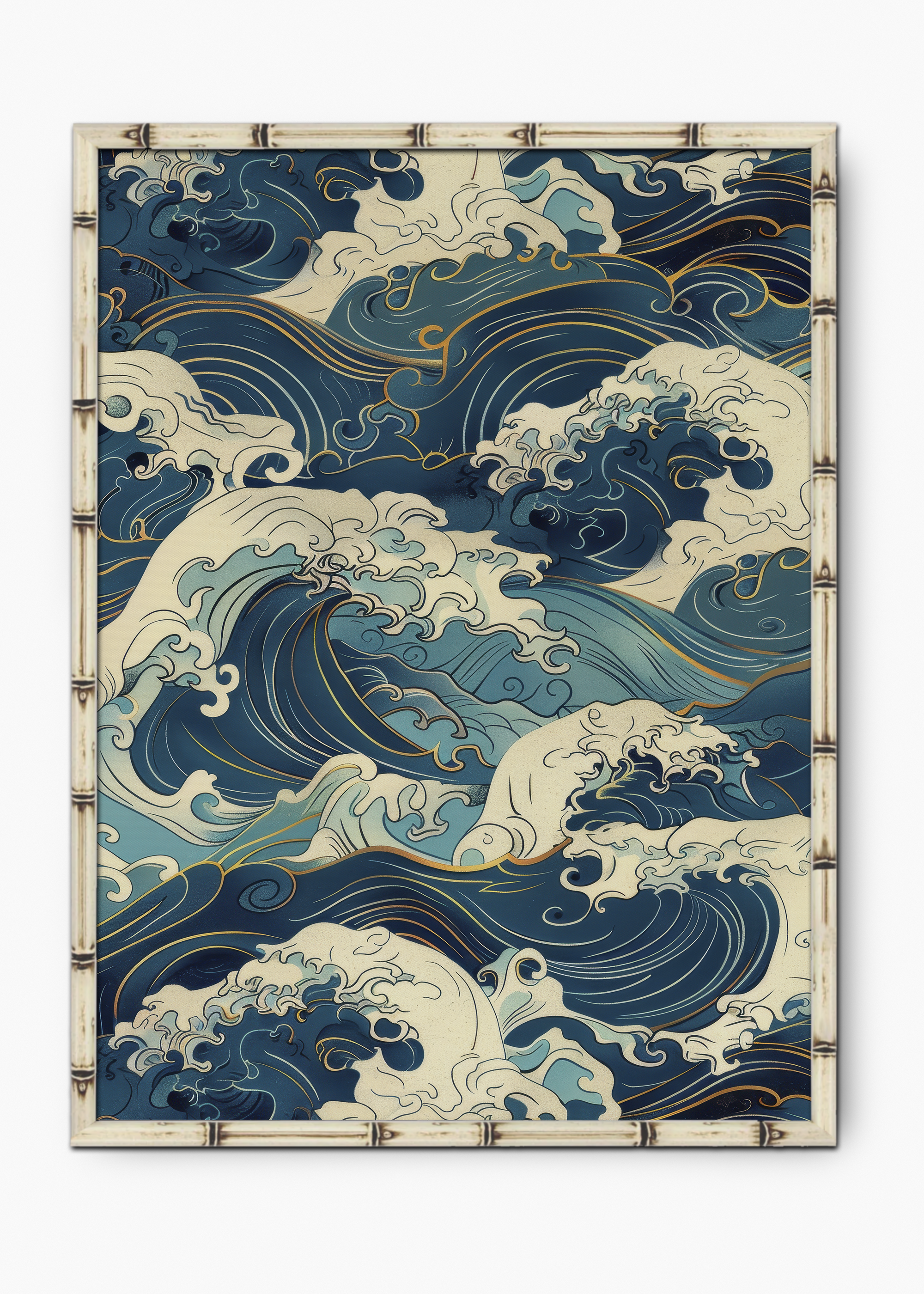 Quadro Japonês The Storm III Edição Especial Bamboo - Moldura Branco