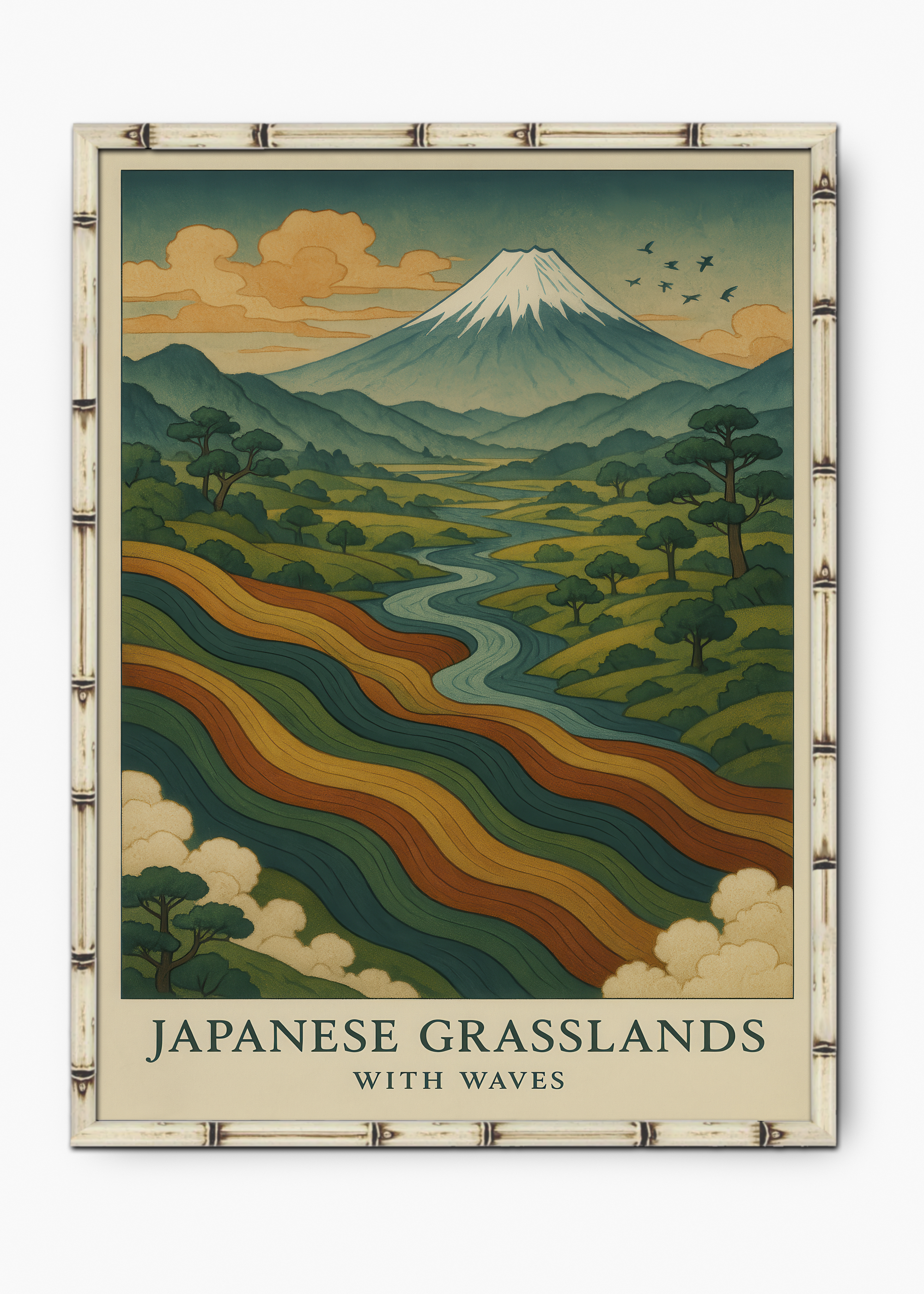 Quadro Japonês Kawa Dreams Edição Especial Bamboo - Moldura Branco