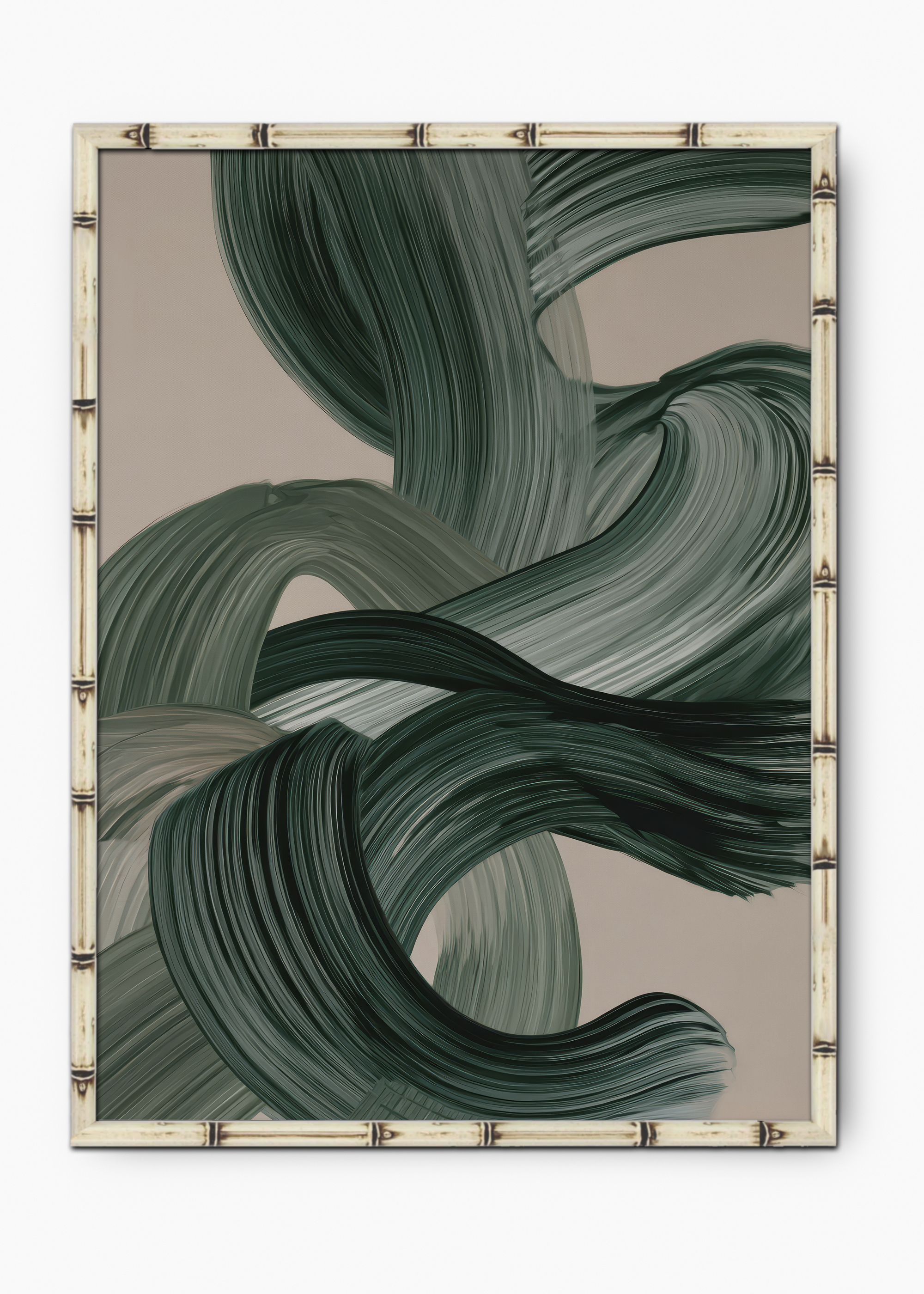Quadro Japonês Midori Green Edição Especial Bamboo - Moldura Branco
