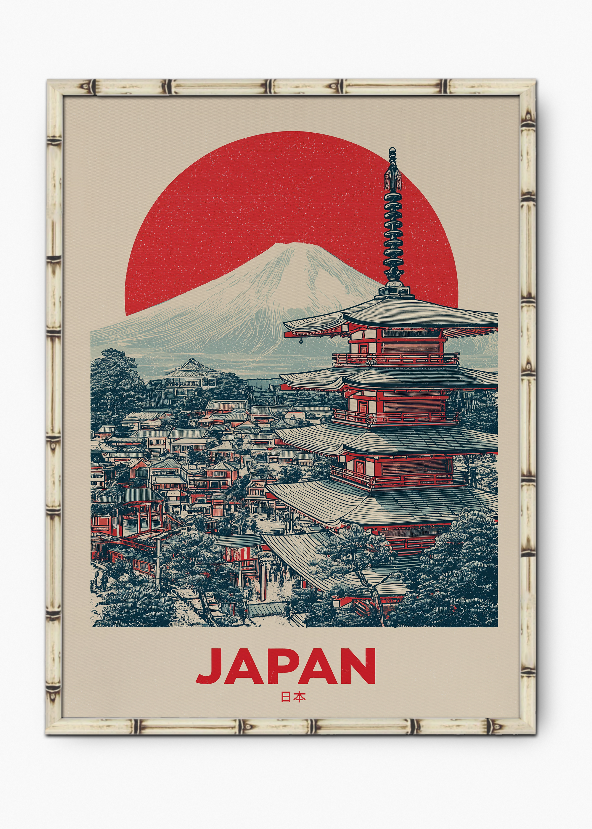 Quadro Japonês Land Edição Especial Bamboo - Moldura Branco
