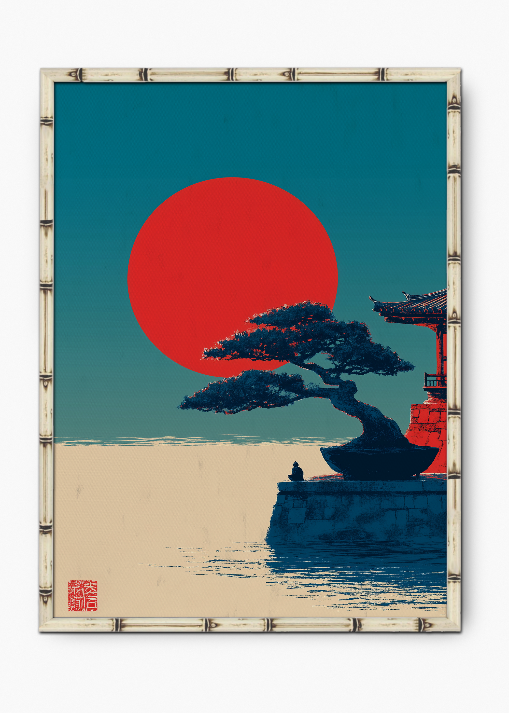 Quadro Japonês Night Edição Especial Bamboo - Moldura Branco