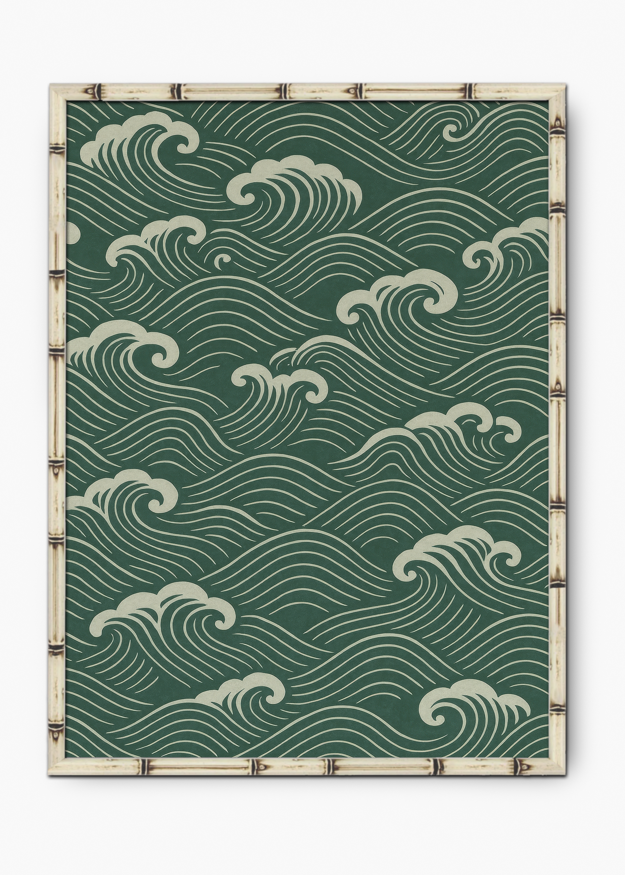 Quadro Japonês Forest Waves Edição Especial Bamboo - Moldura Branco