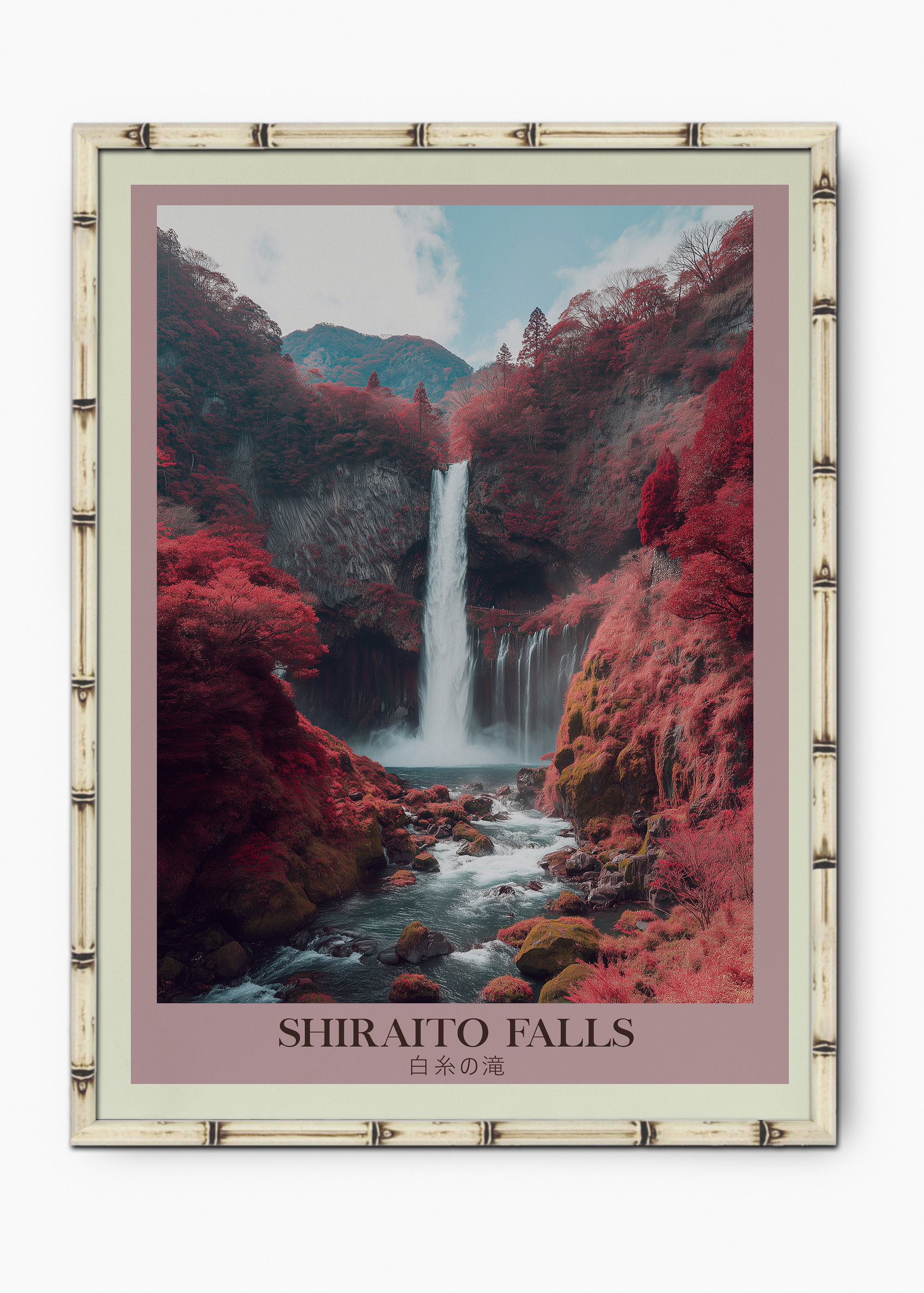 Quadro Japonês Shiraito Edição Especial Bamboo - Moldura Branco