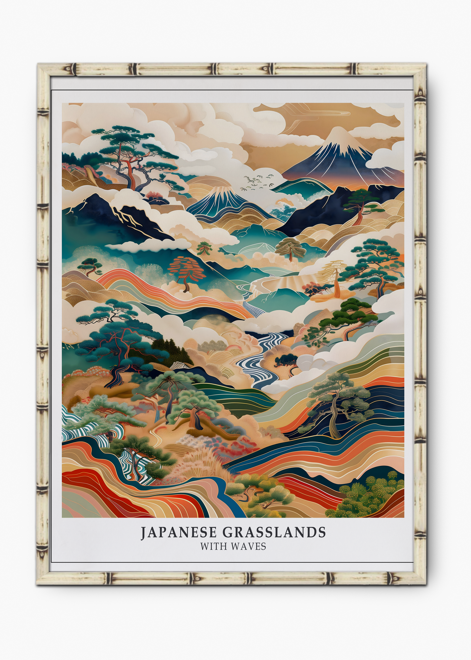Quadro Japonês Lands Edição Especial Bamboo - Moldura Branco
