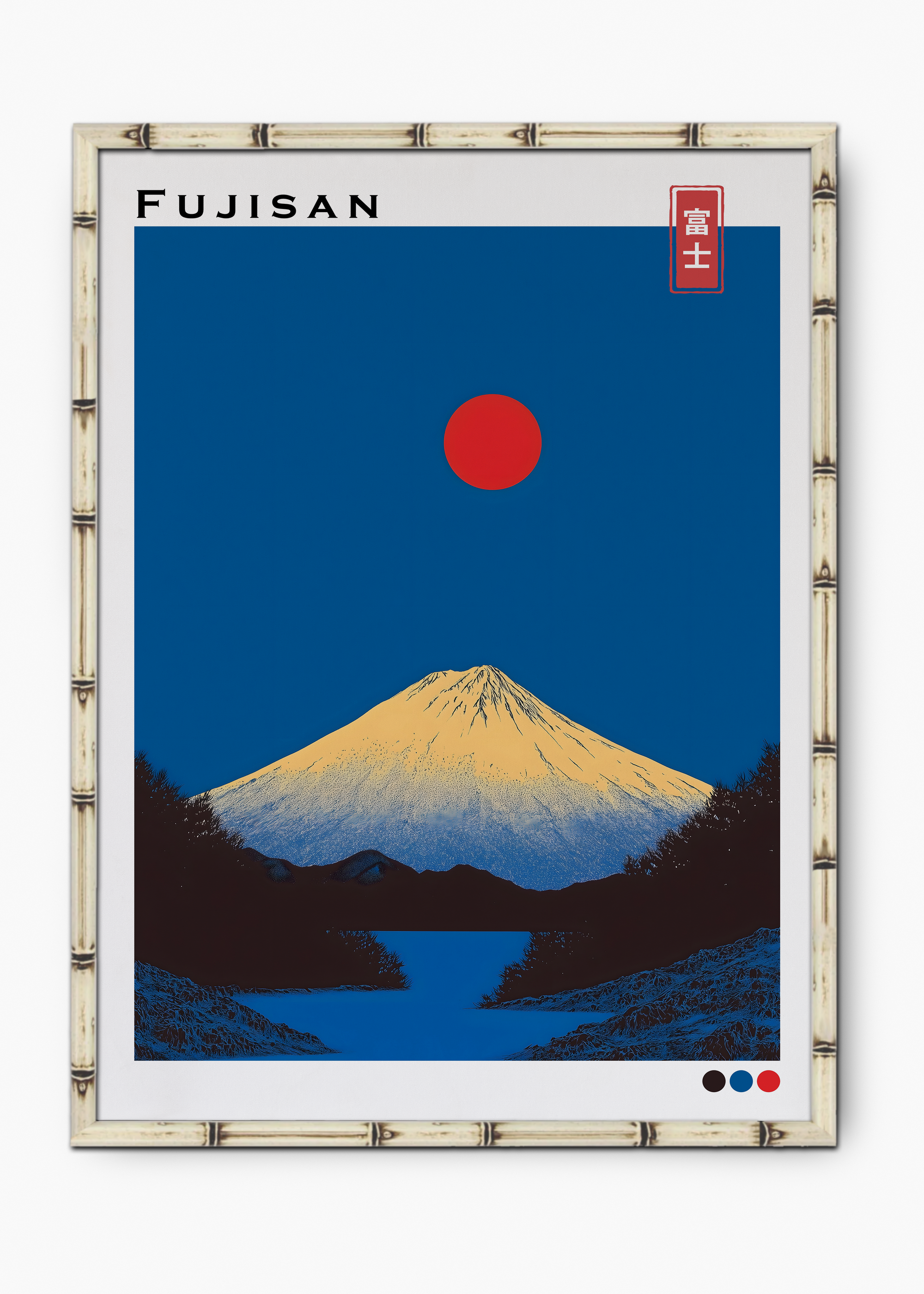 Quadro Japonês Fujisan Edição Especial Bamboo - Moldura Branco