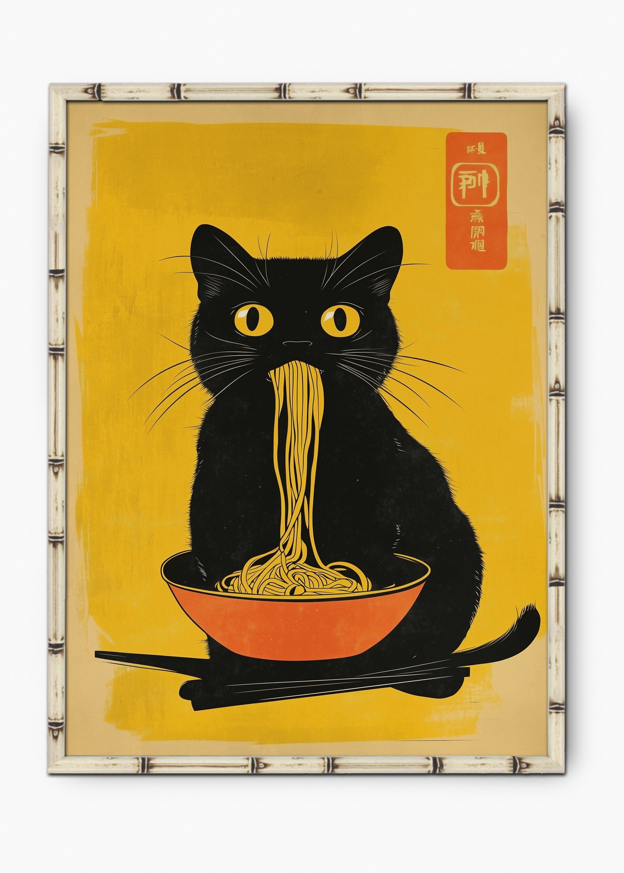 Quadro Japonês Hungry Edição Especial Bamboo - Moldura Branco