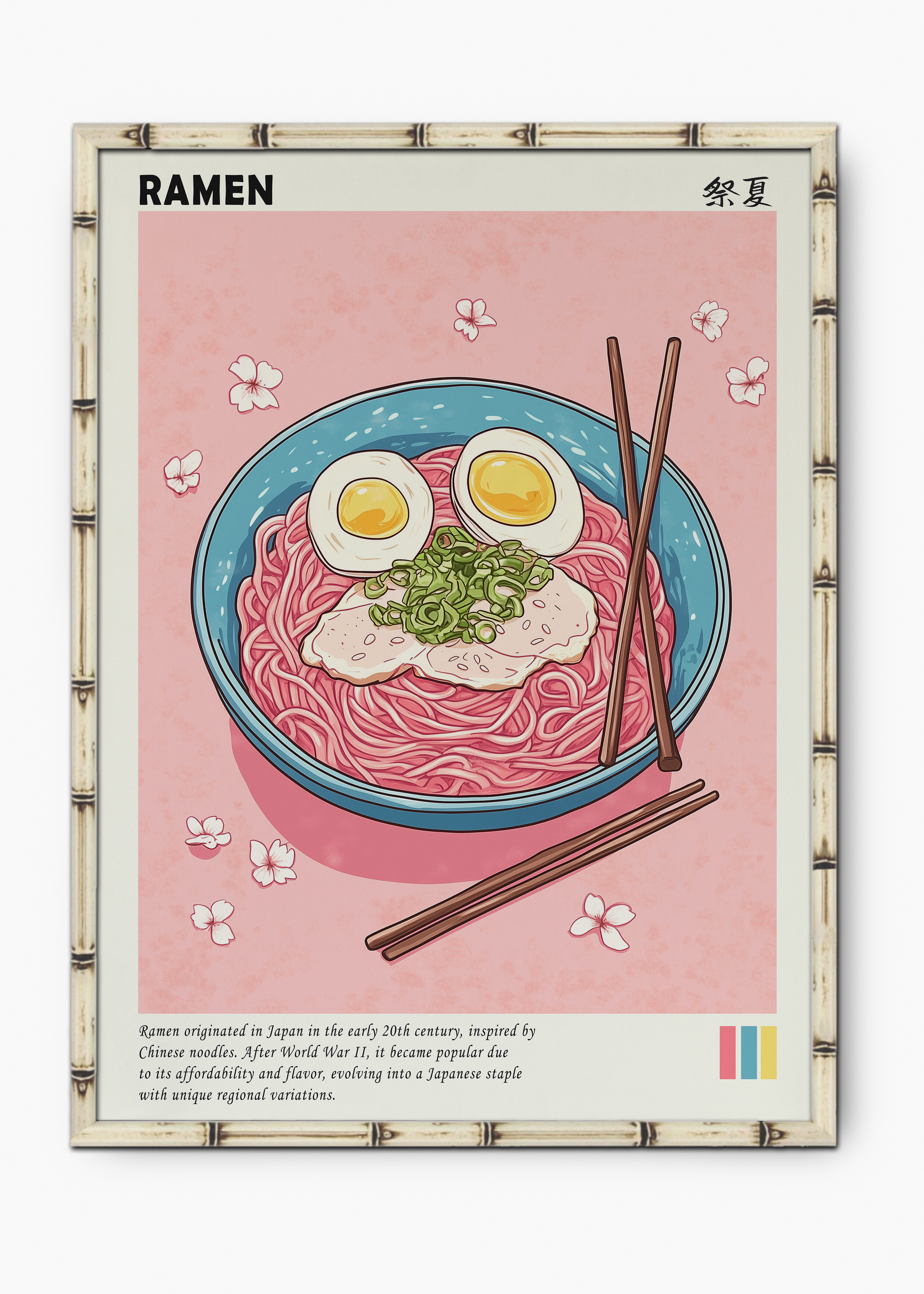 Quadro Japonês Ramen Edição Especial Bamboo - Moldura Branco