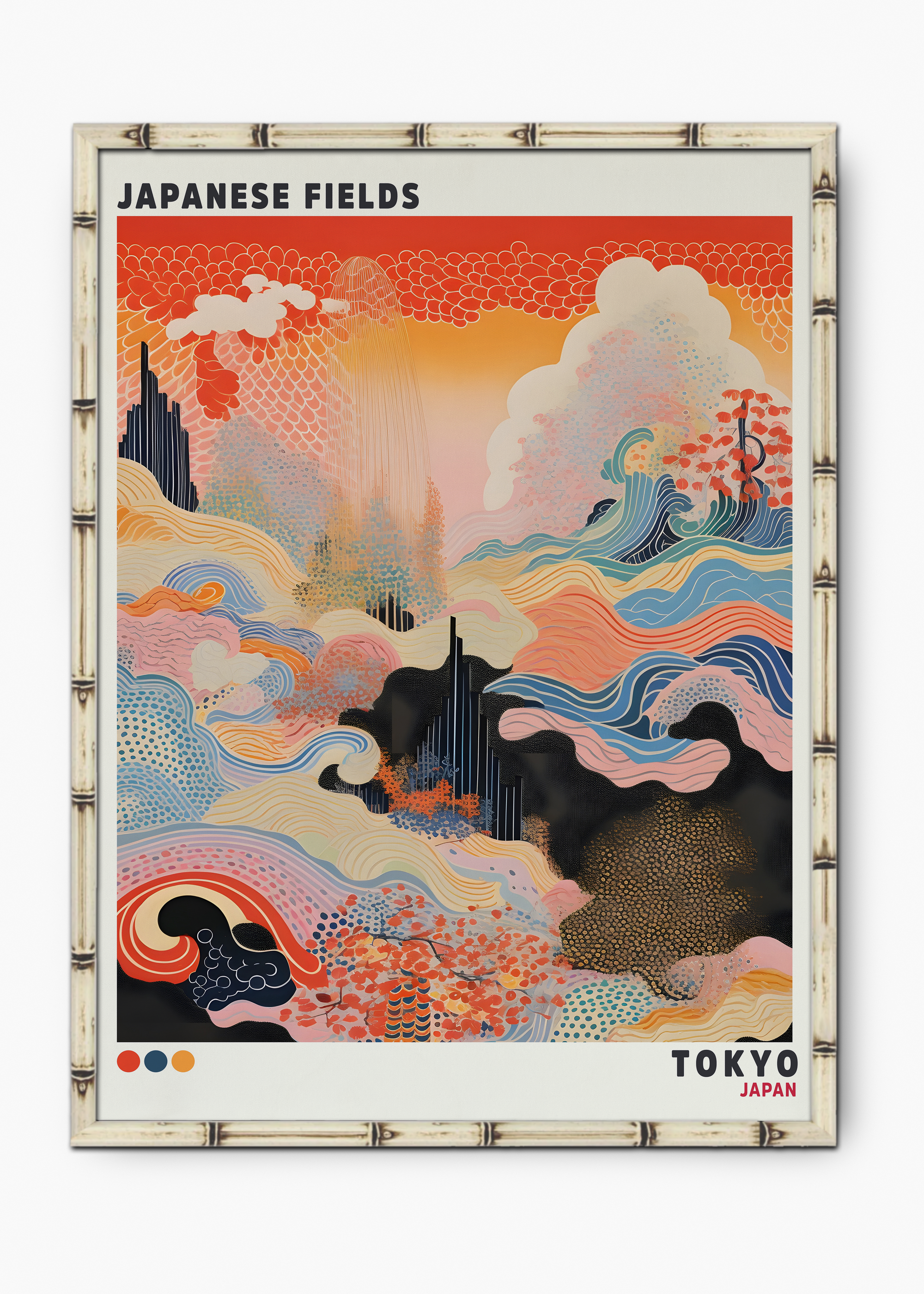 Quadro Japonês Fields Edição Especial Bamboo - Moldura Branco