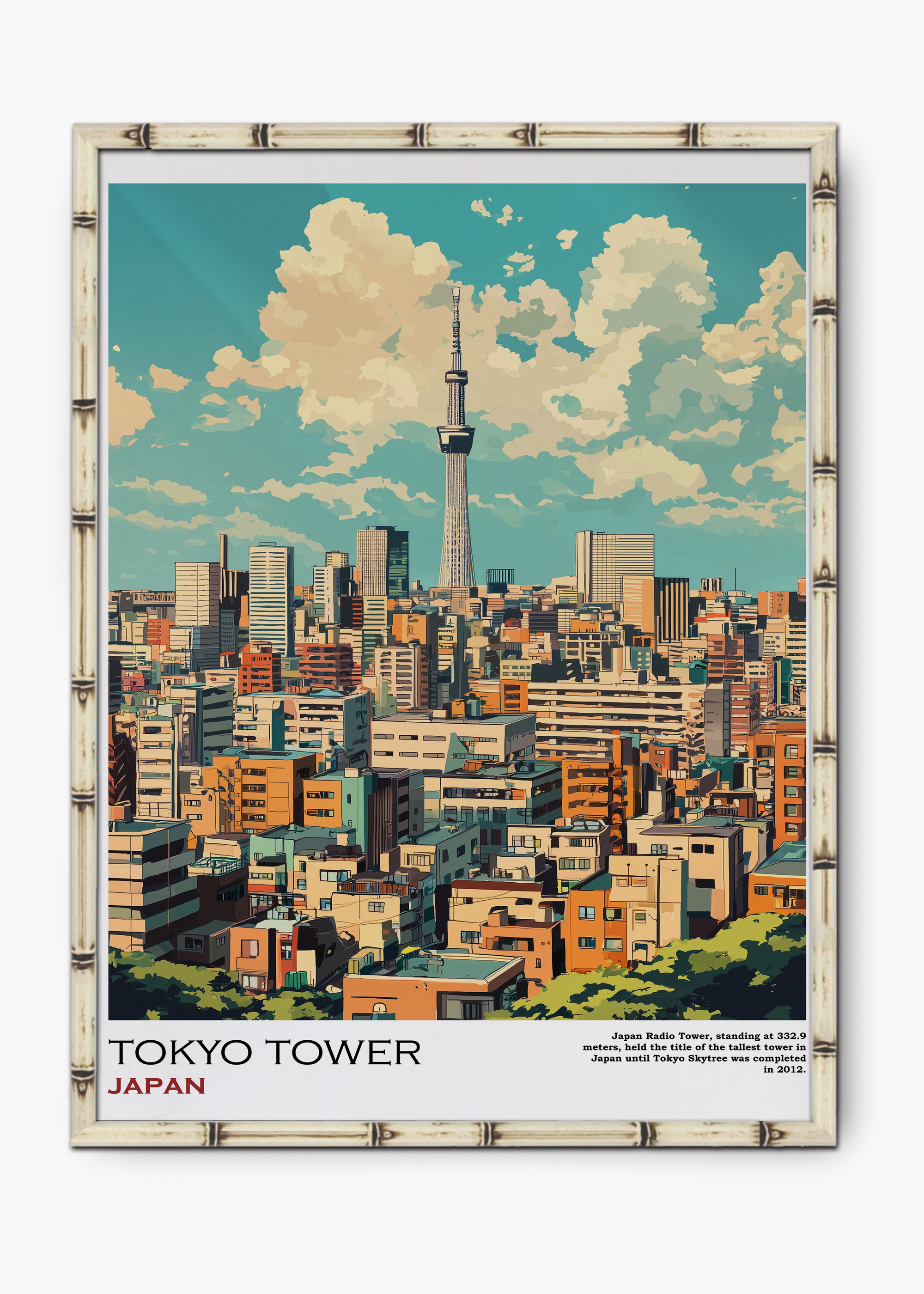 Quadro Japonês Tower Edição Especial Bamboo - Moldura Branco