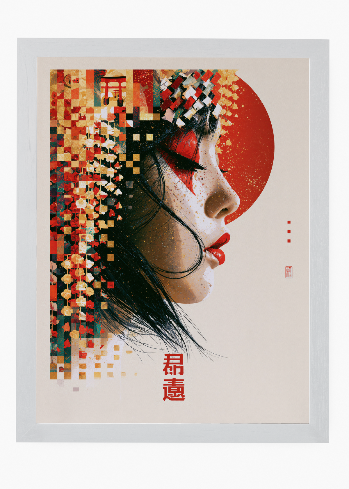 Quadro Japonês Glitch Geisha - 5