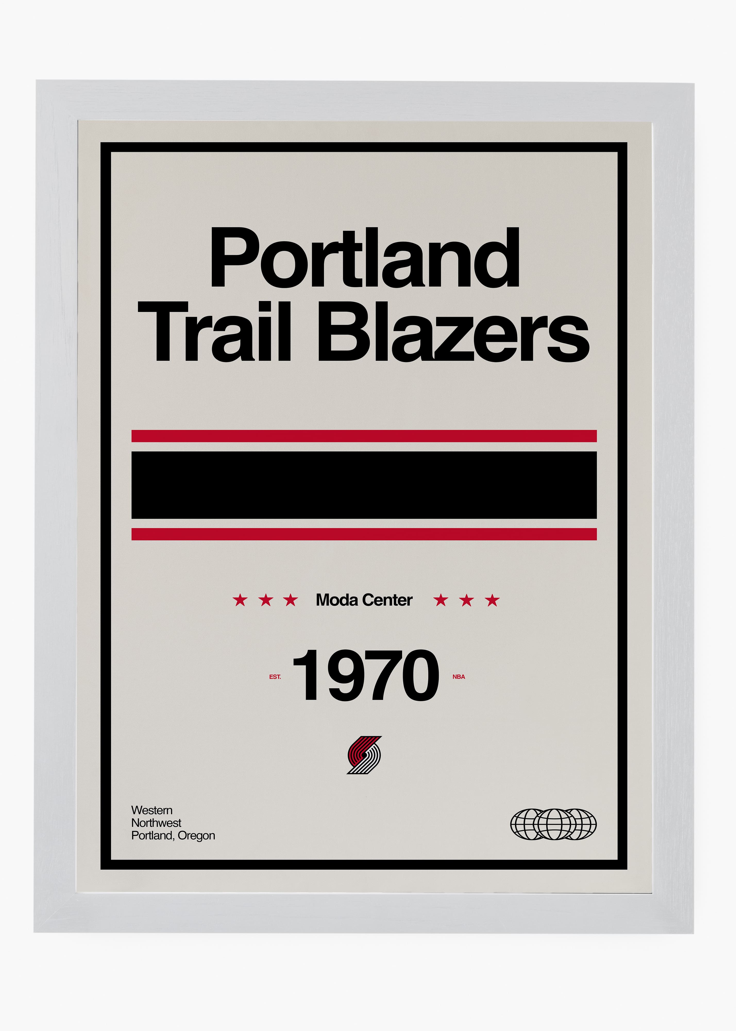 Quadro decorativo NBA Portland Trail Blazers — arte de basquete para parede | Cübe Quadros