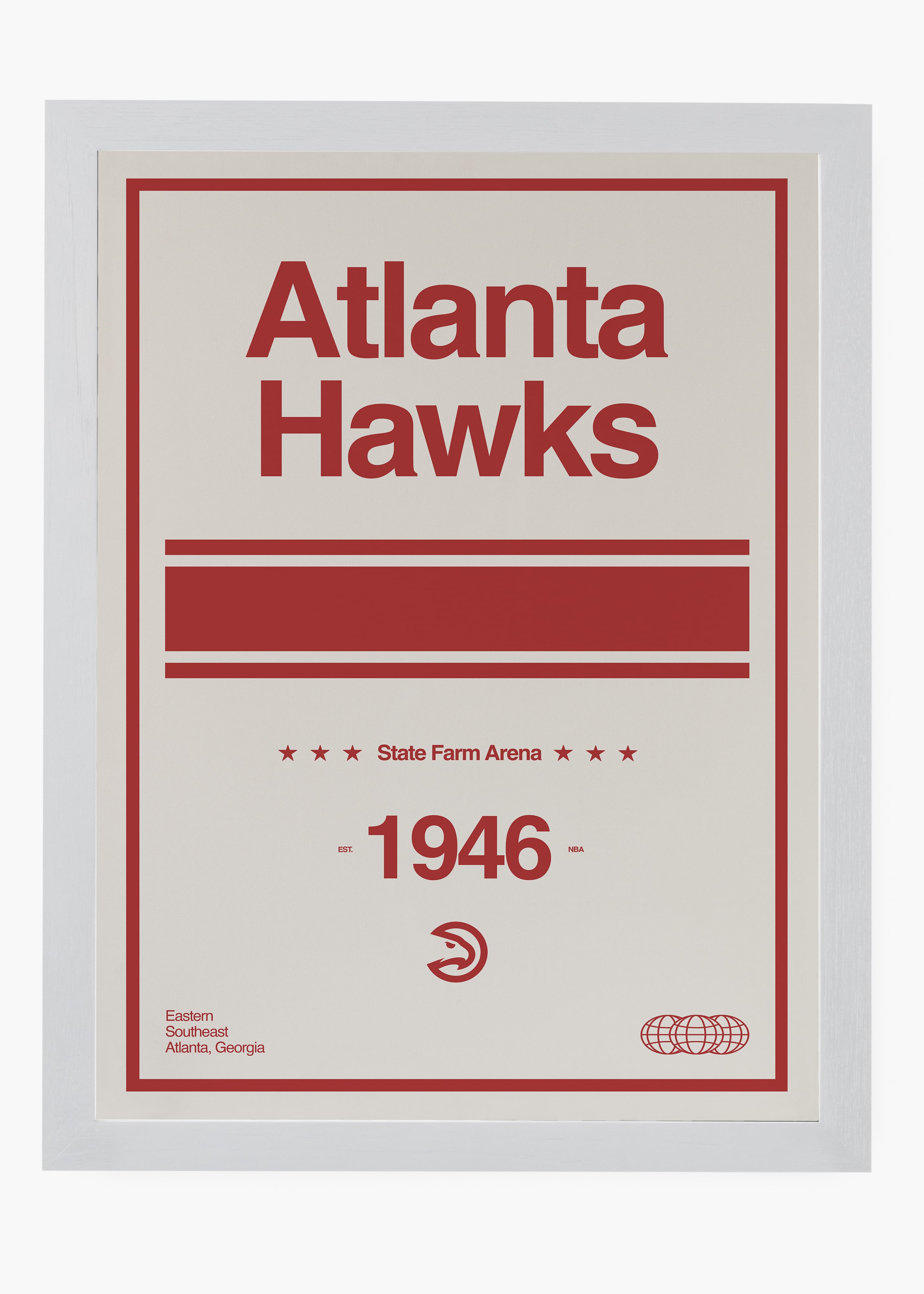 Quadro decorativo NBA Atlanta Hawks — arte de basquete para parede | Cübe Quadros