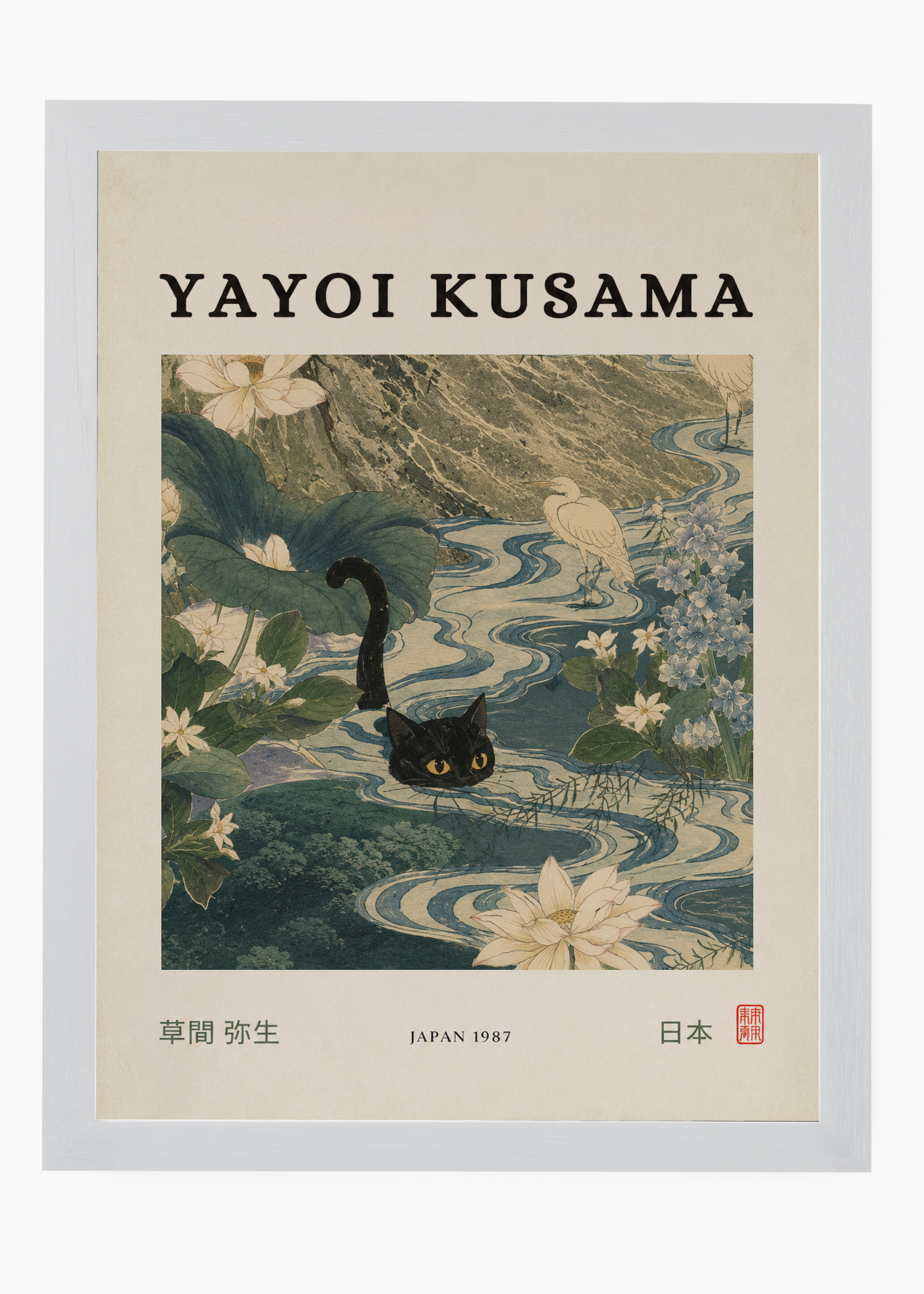 Quadro Japonês Neko Kawa - 5