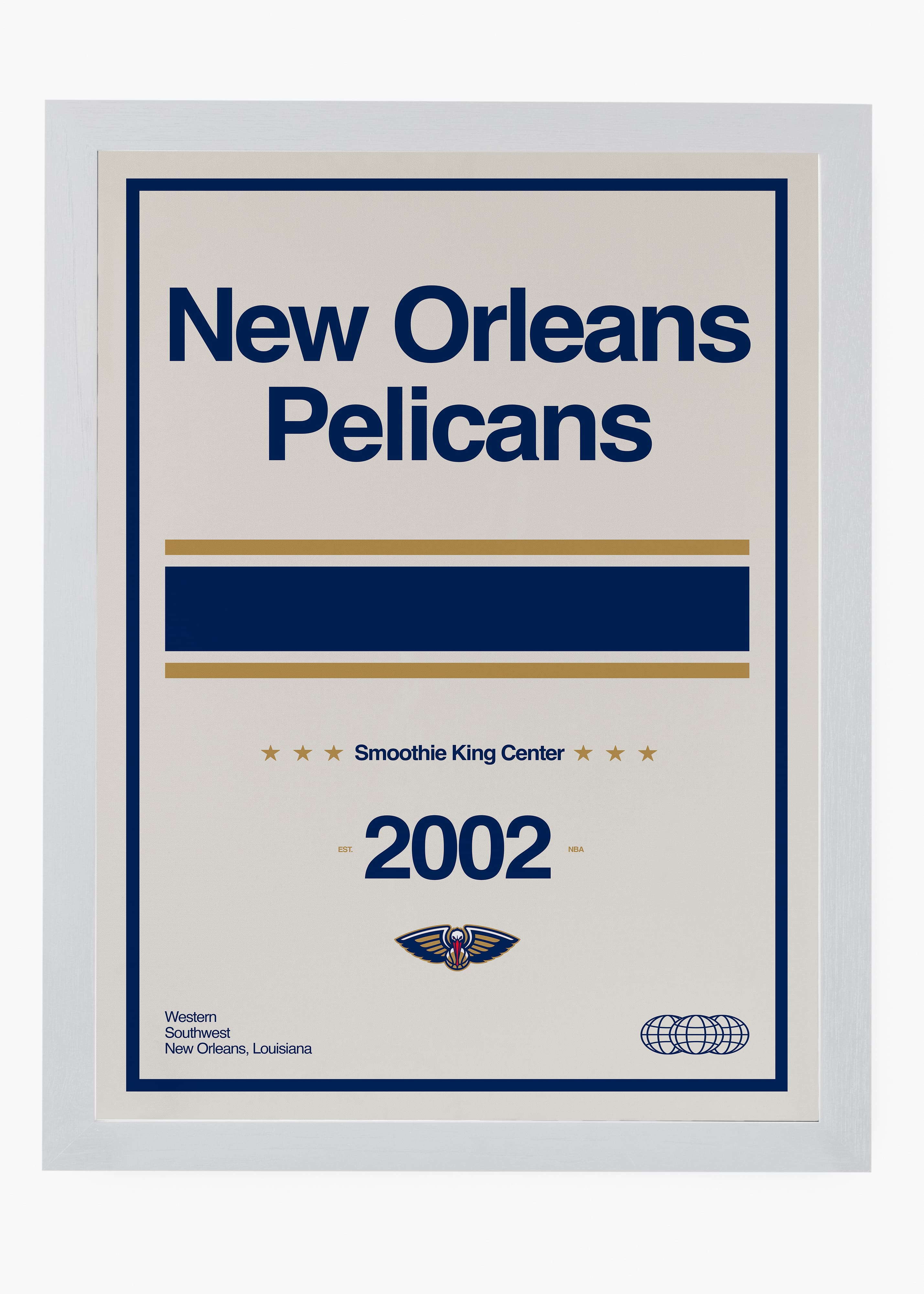 Quadro decorativo NBA New Orleans Pelicans — arte de basquete para parede | Cübe Quadros
