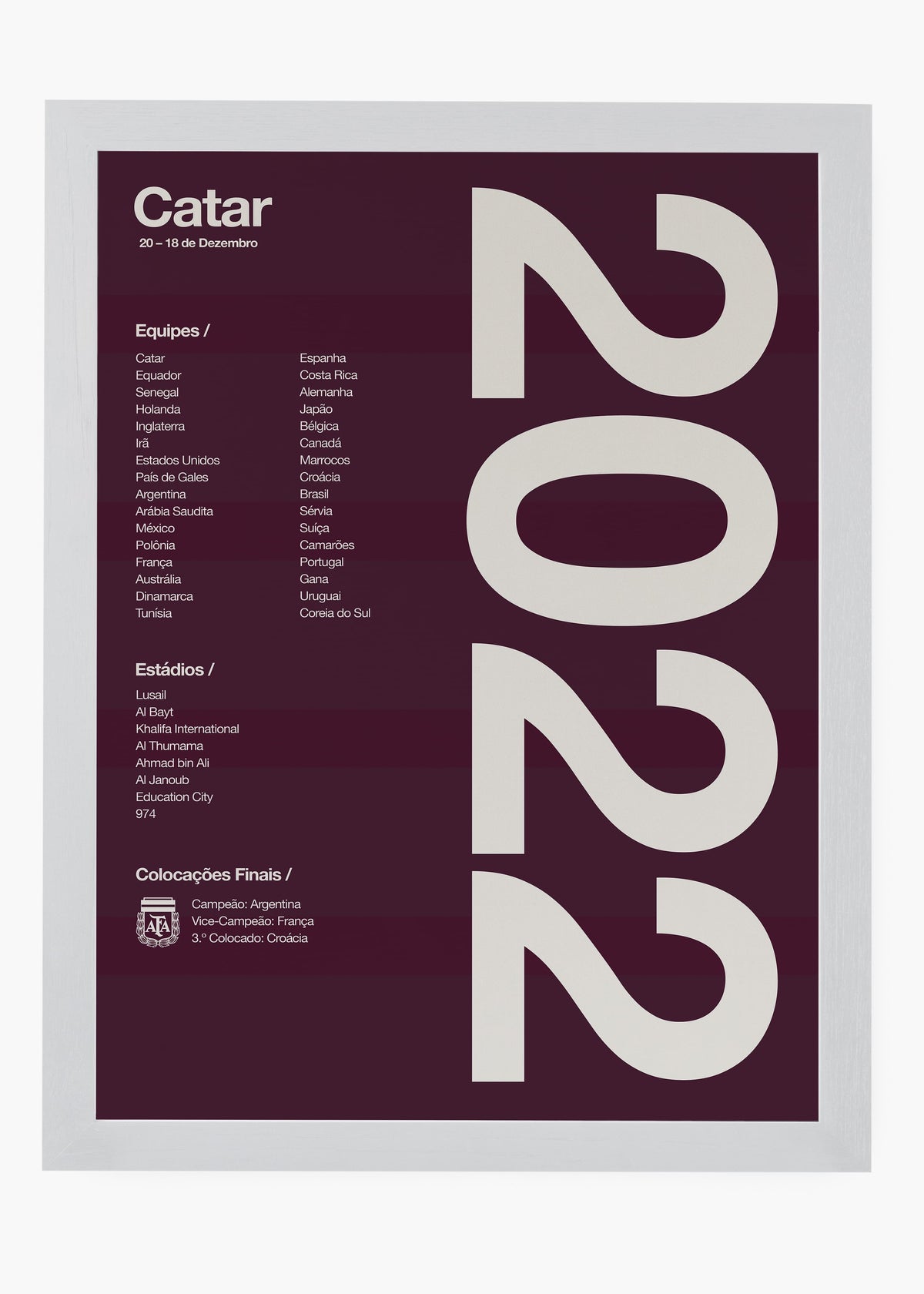 Quadro Copa do Mundo Catar 2022