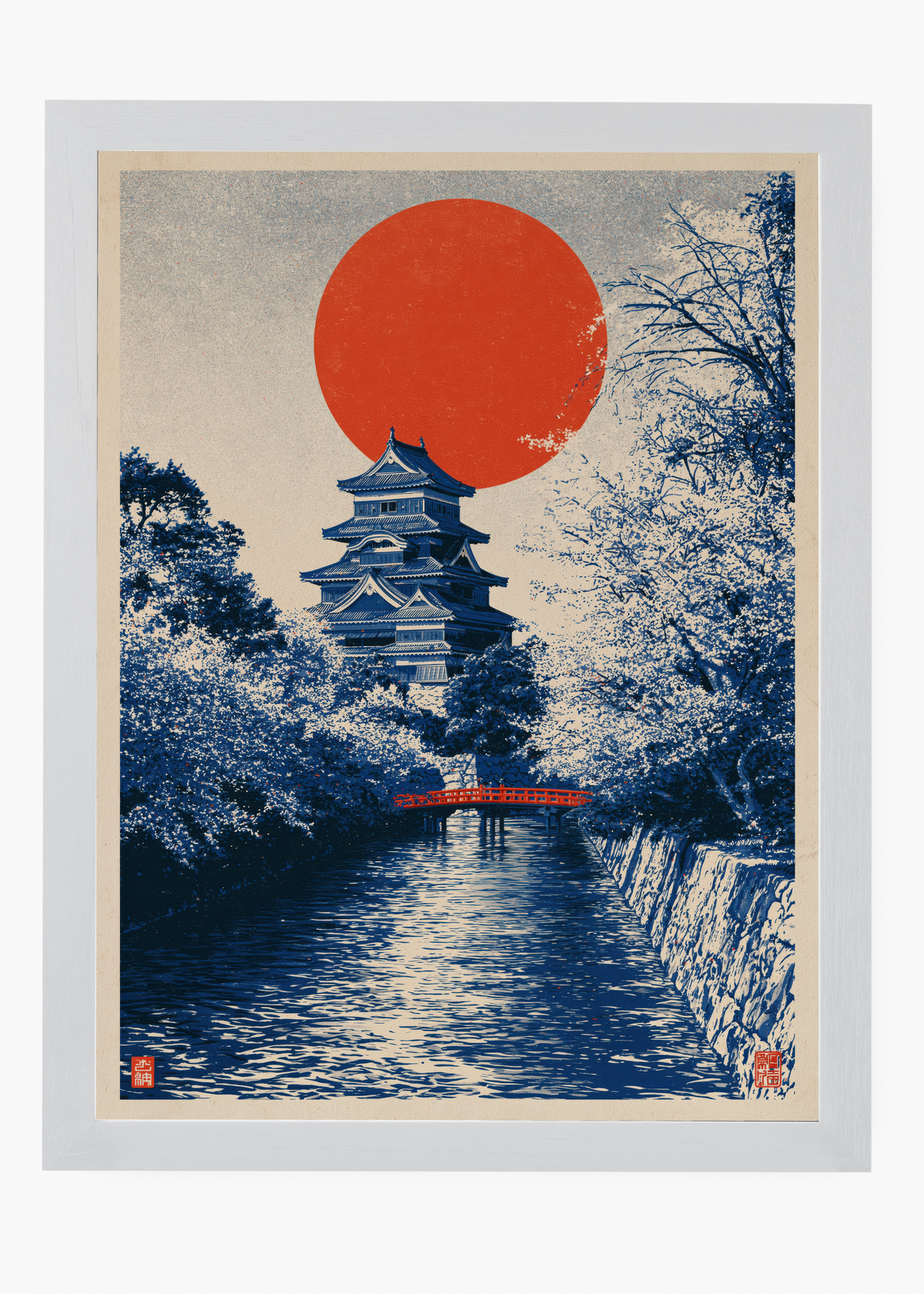 Quadro Japonês Castle by the River - 5