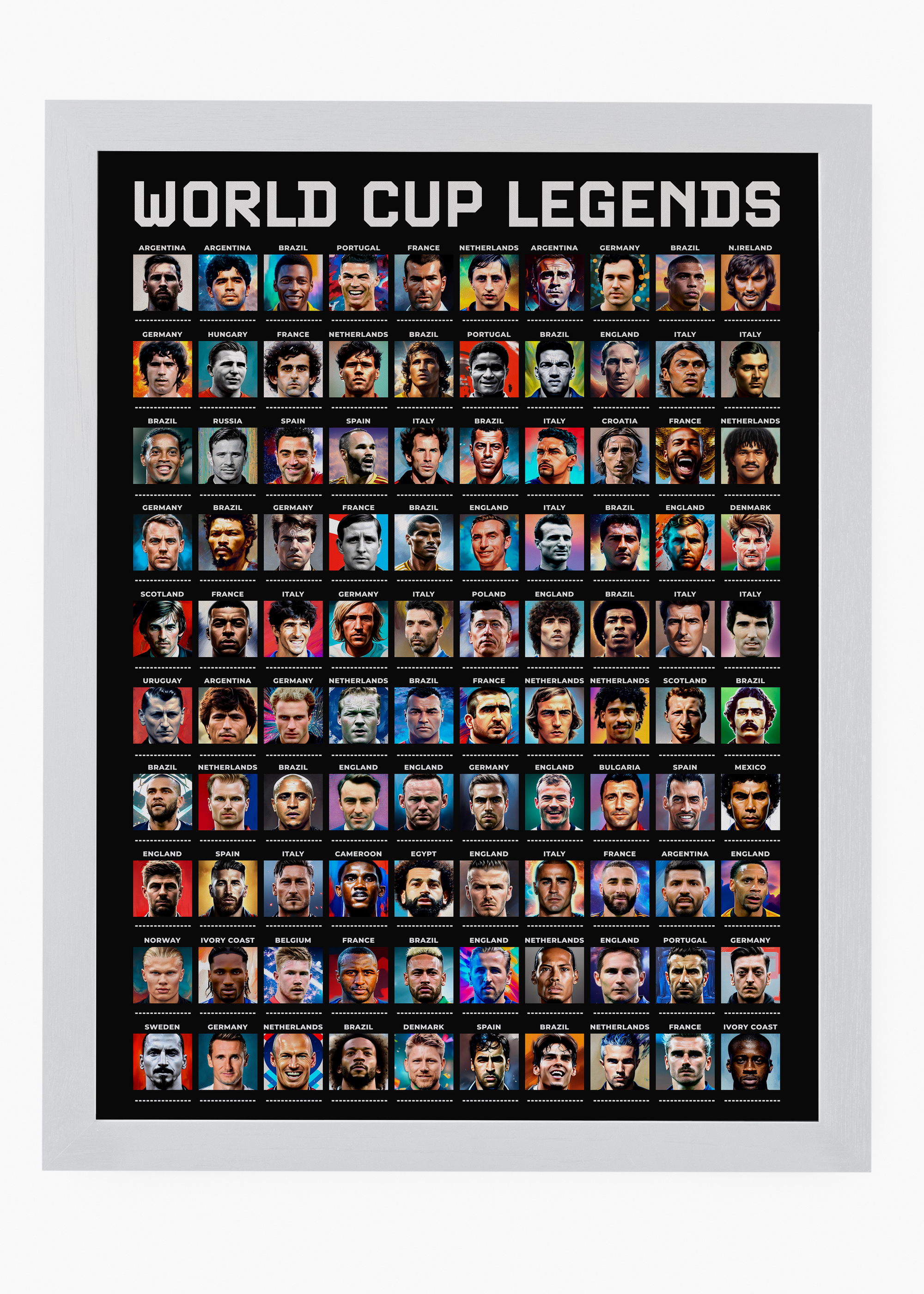 Quadro Jogadores Copa do Mundo Preto - 5