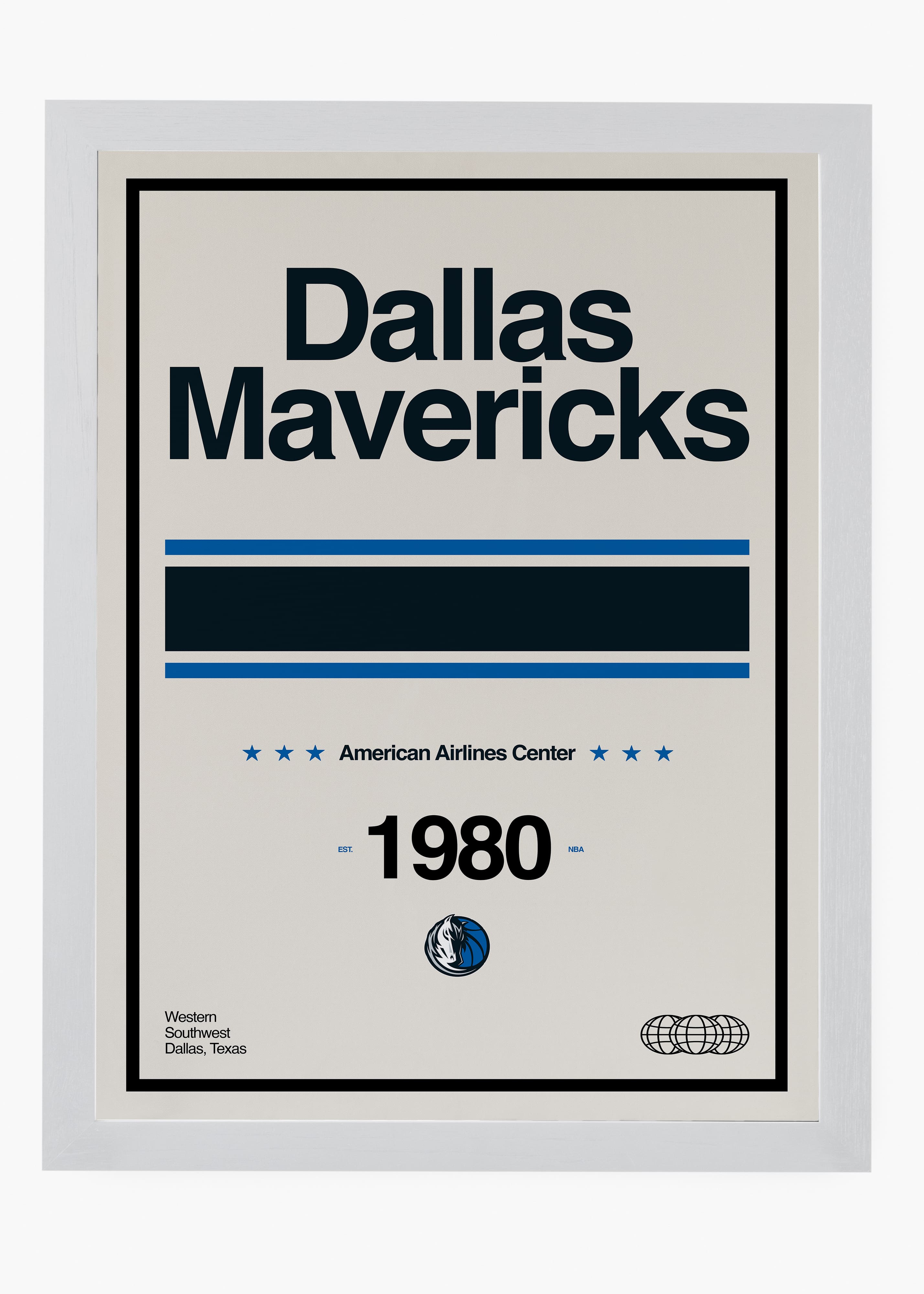 Quadro decorativo NBA Dallas Mavericks — arte de basquete para parede | Cübe Quadros