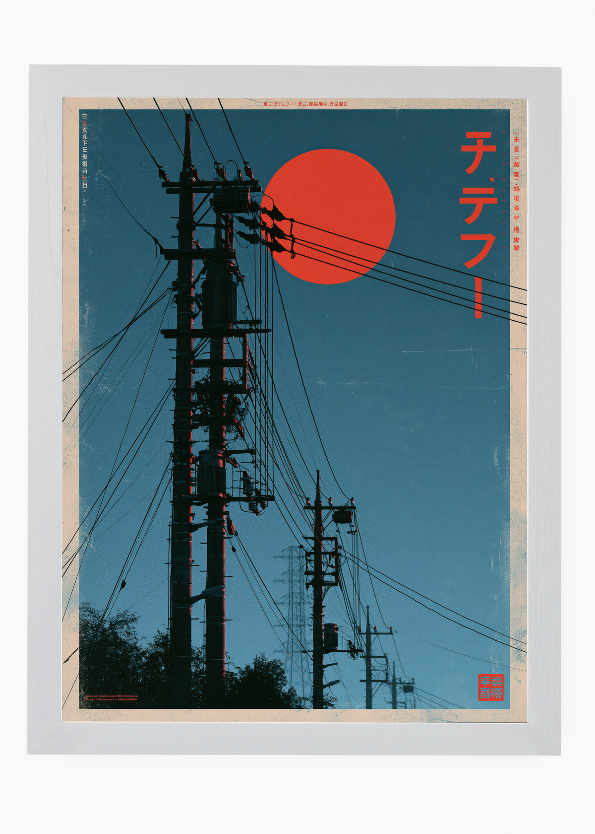 Quadro Japonês Red Sun Wires - 5