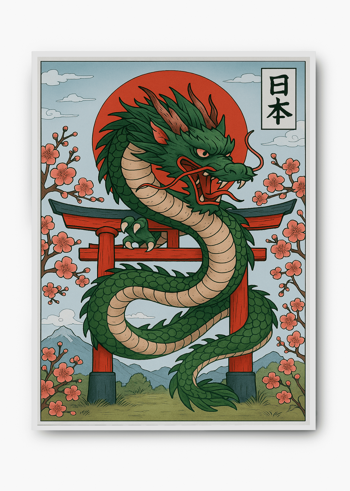 Quadro Japonês Green Dragon