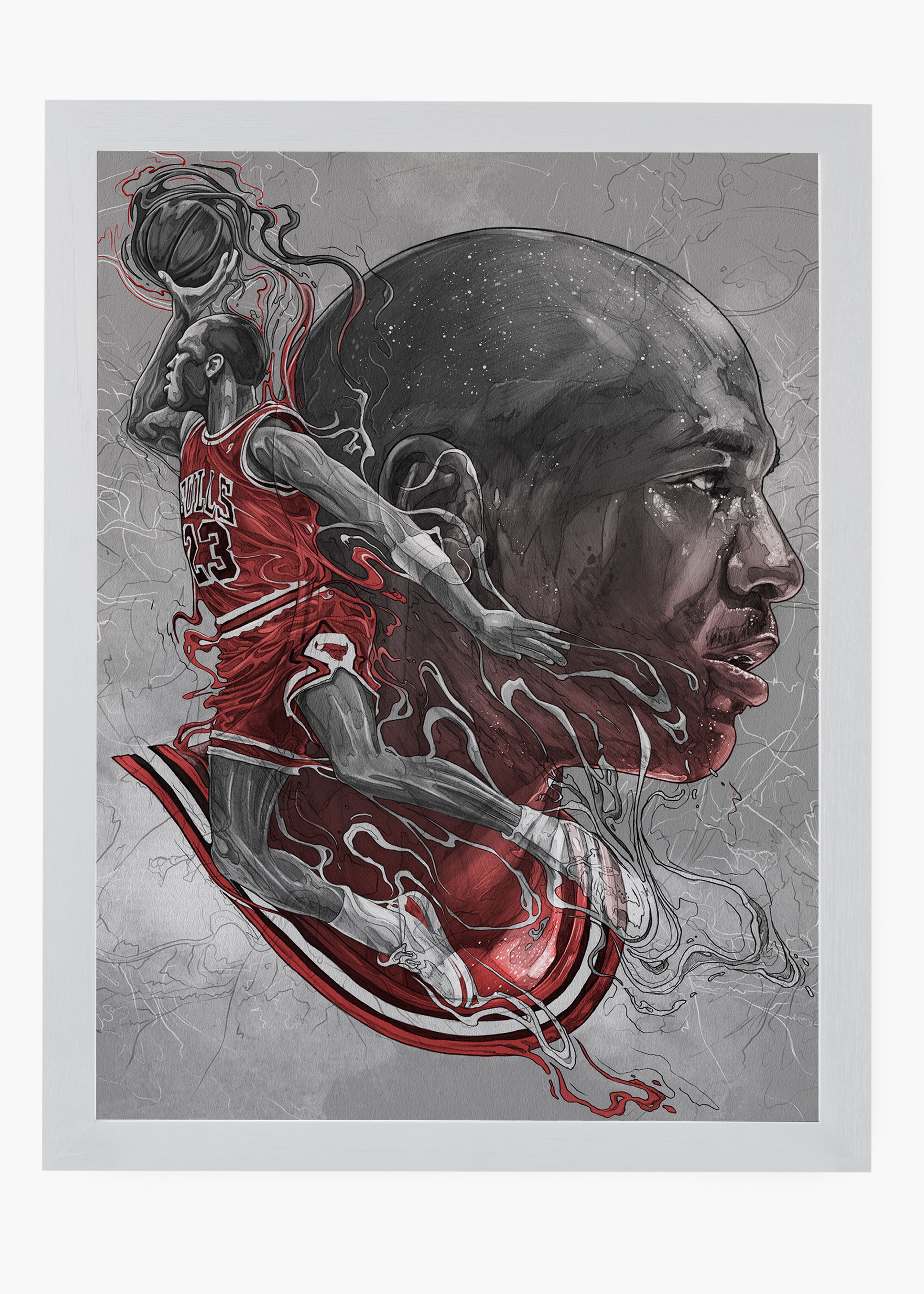 Quadro decorativo Michael Jordan II — arte de basquete para parede | Cübe Quadros