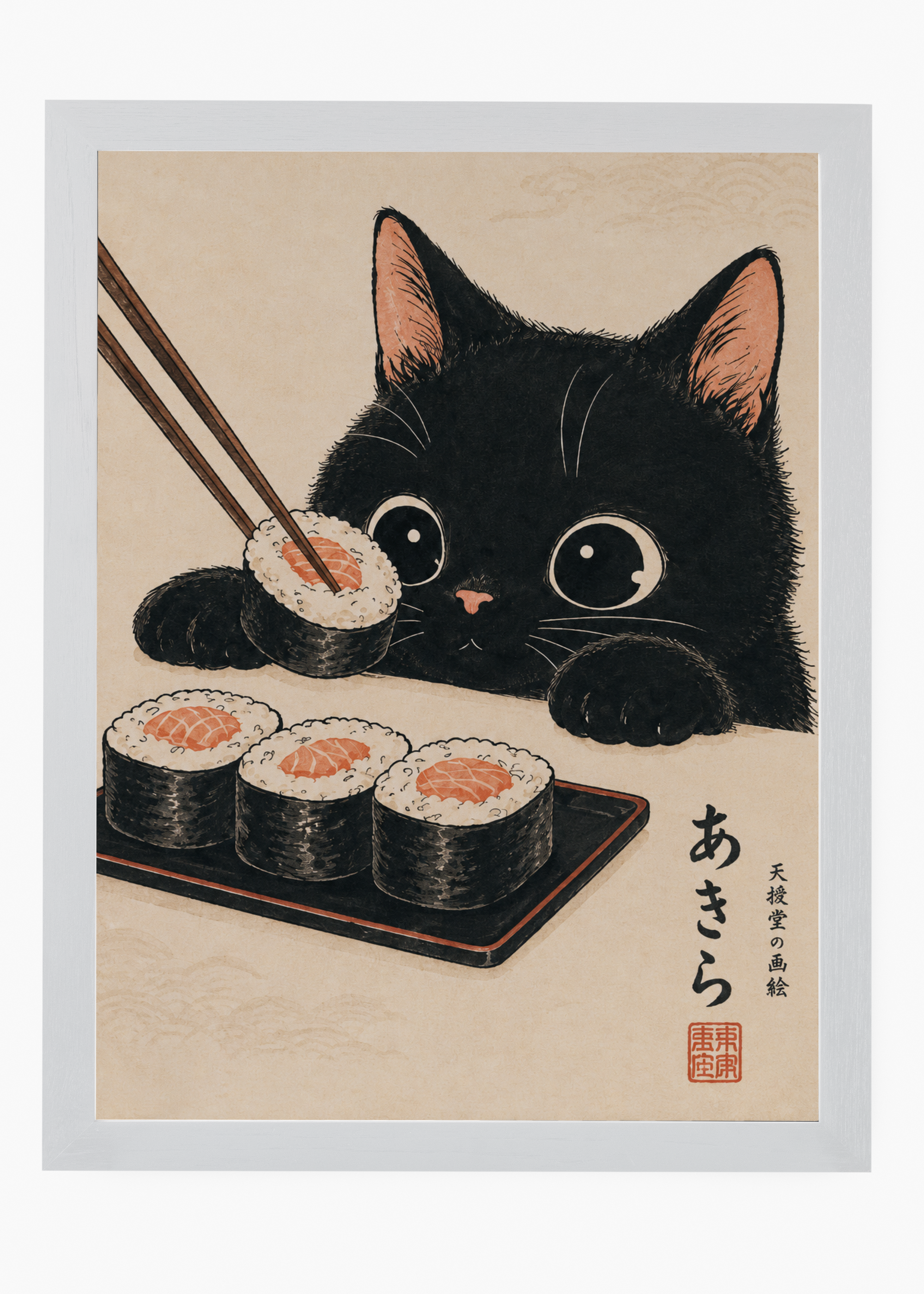 Quadro Japonês Neko Sushi - 5