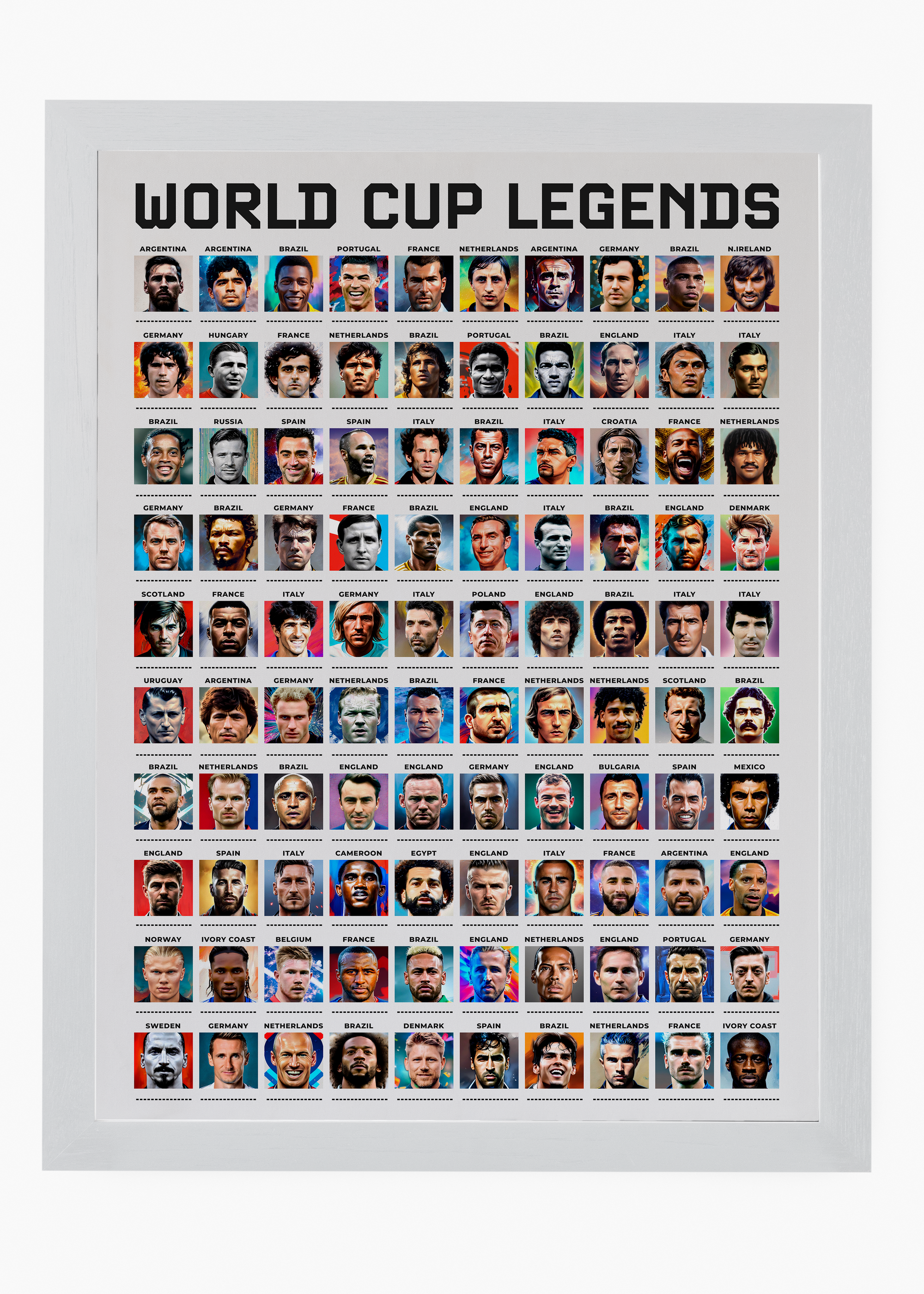 Quadro Jogadores Copa do Mundo Branco - 5
