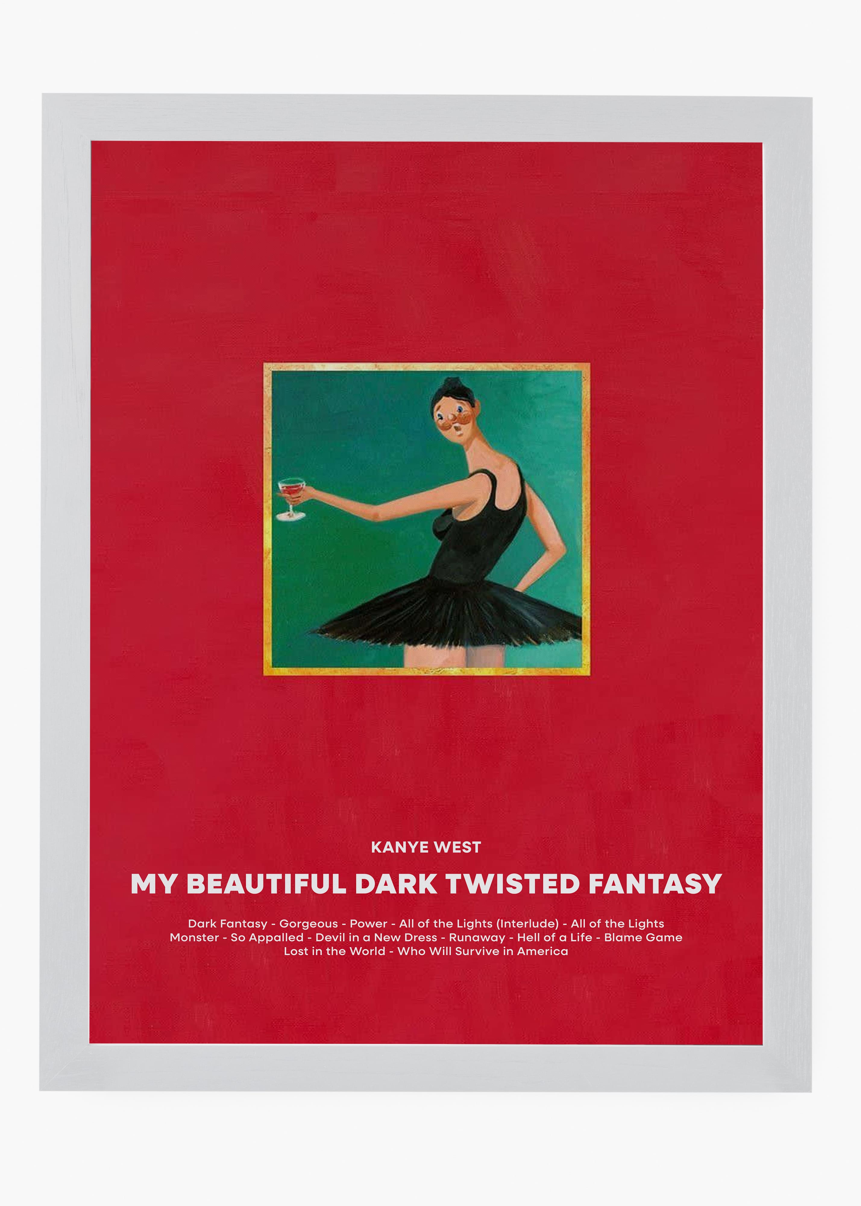 Quadro decorativo Kanye West My Beautiful Dark Twisted Fantasy — arte de rap para parede | Cübe Quadros