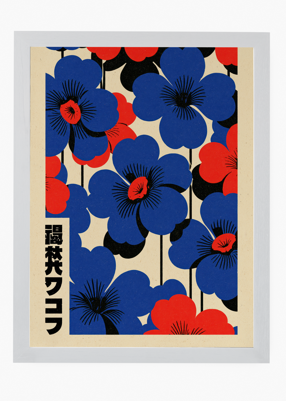 Quadro Japonês Flores Índigo - 5