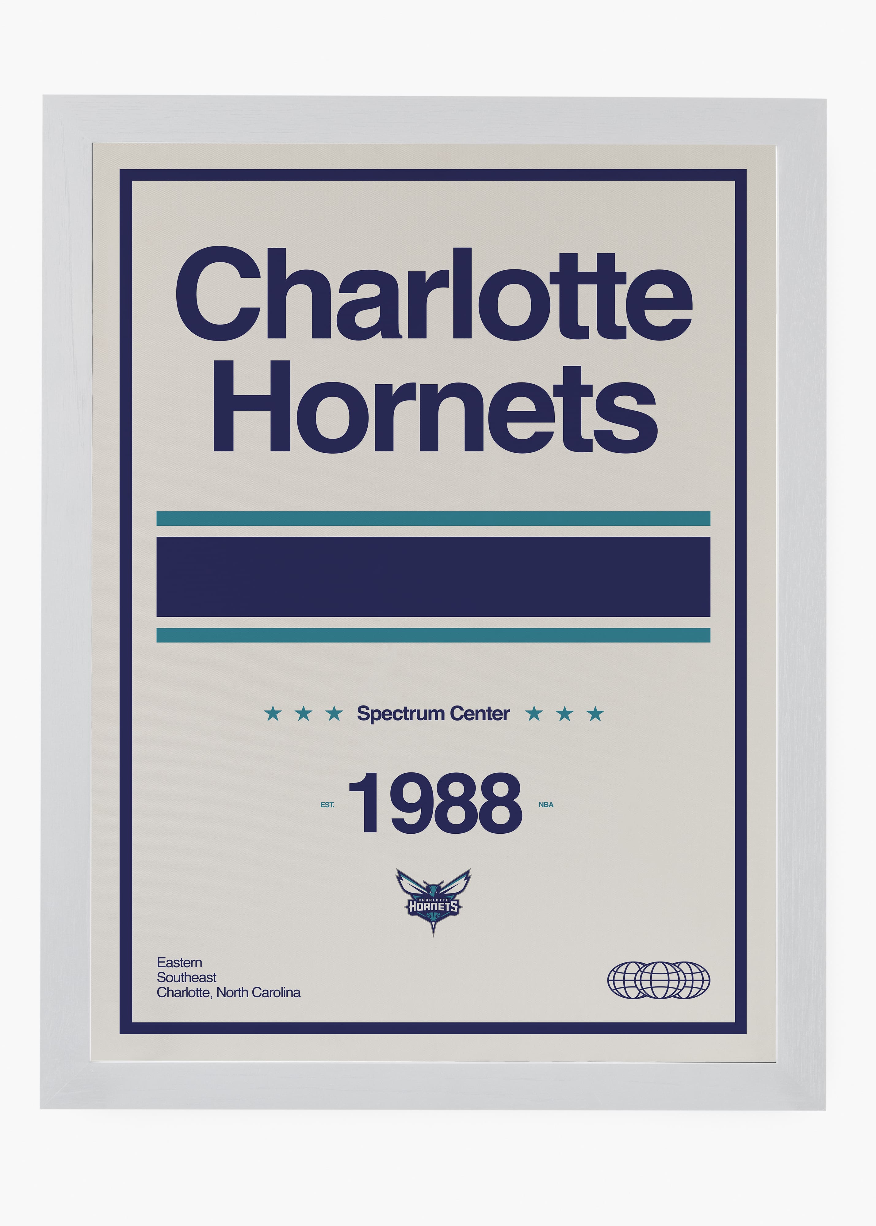 Quadro decorativo NBA Charlotte Hornets — arte de basquete para parede | Cübe Quadros
