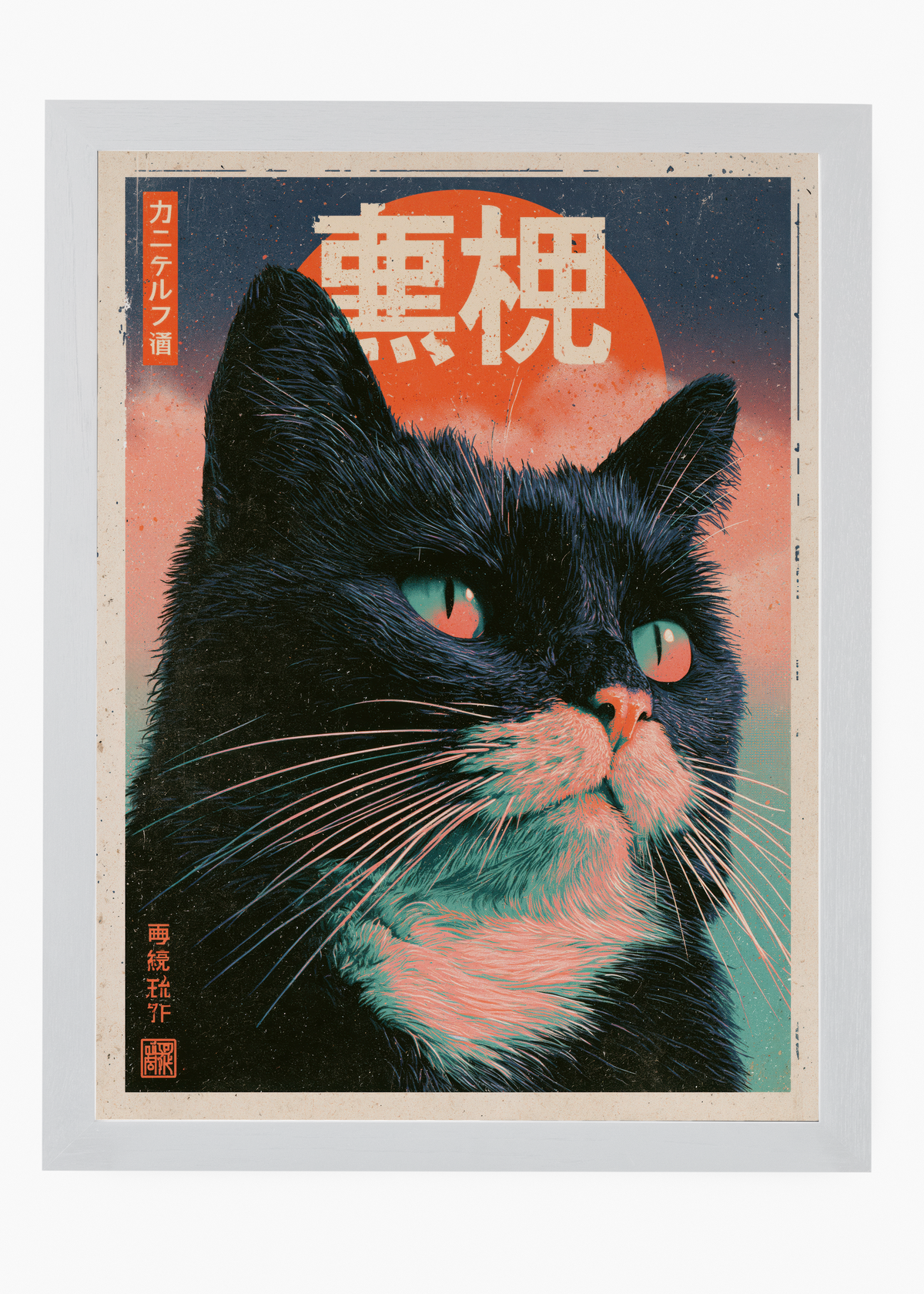 Quadro Japonês Midnight Cat - 5